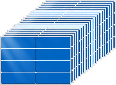 Rectangle Label Stickers 31 Inch Vinyl Removable Blue Sticker Waterproof Writable File Folder Moving Labels for Boxes Home Office Labeling 160 PCS