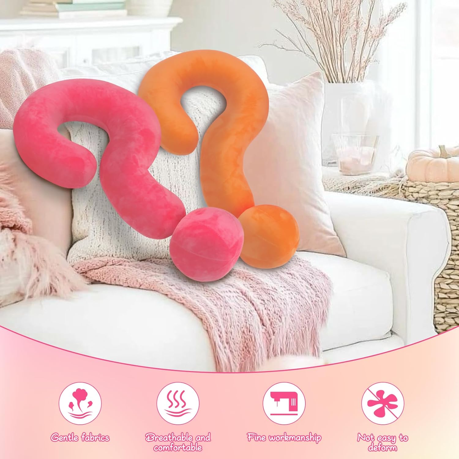 FAHKNS Car Pillow for Kids Travel Pillow, Question-Mark Neck Pillow for Travel & Daily Occasions, Perfectly Supports Your Head, Neck and Chin, Sleek and Comfortable Neck Pillow for Kids