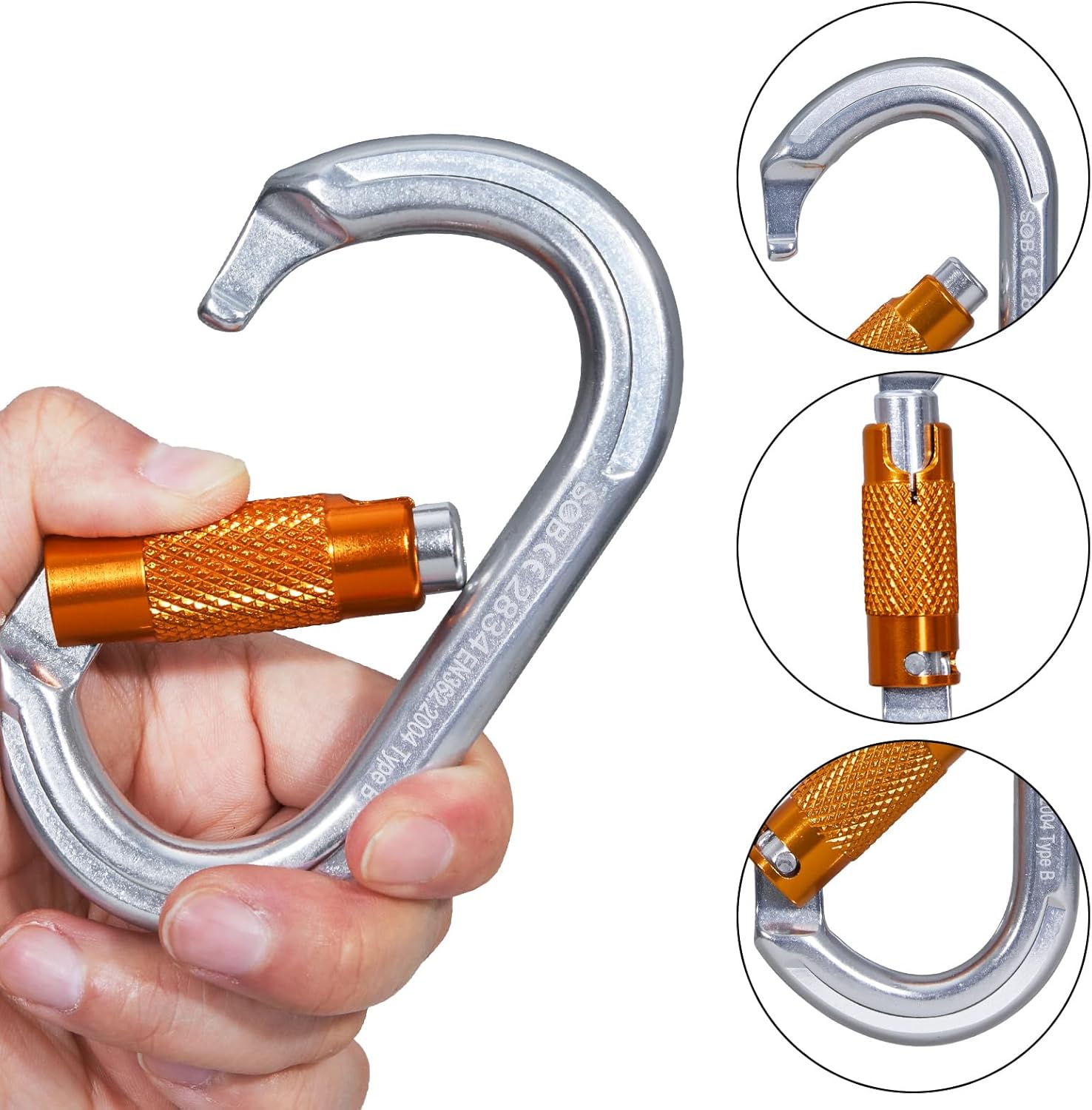 22KN Auto Locking Climbing Carabiner Clips, Heavy Duty Climbing Carabiners Twist Lock, for Rock Climbing, Camping, Rappelling, Hunting, Rescue Equipment - Image 7