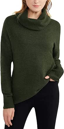 MessBebe Women's Lightweight Ribbed Turtleneck Sweater - Loose Fit Pullover Top