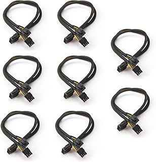 HotTopStar PCI-Express PCIE 8 Pin to Dual 8 (6+2) Pin Graphics Video Card GPU Power Cable, 8 Pin Adapter Power Supply PCIE Extension Cable, 40cm PCI-e 8Pin Cable Line-8 Pack