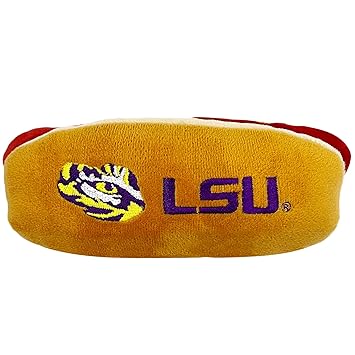 NCAA LSU Tigers HOT Dog Plush Dog & CAT Squeak Toy - Cutest HOT-Dog Snack Plush Toy for Dogs & Cats with Inner Squeaker & Beautiful Football/Basketball Team Name/Logo
