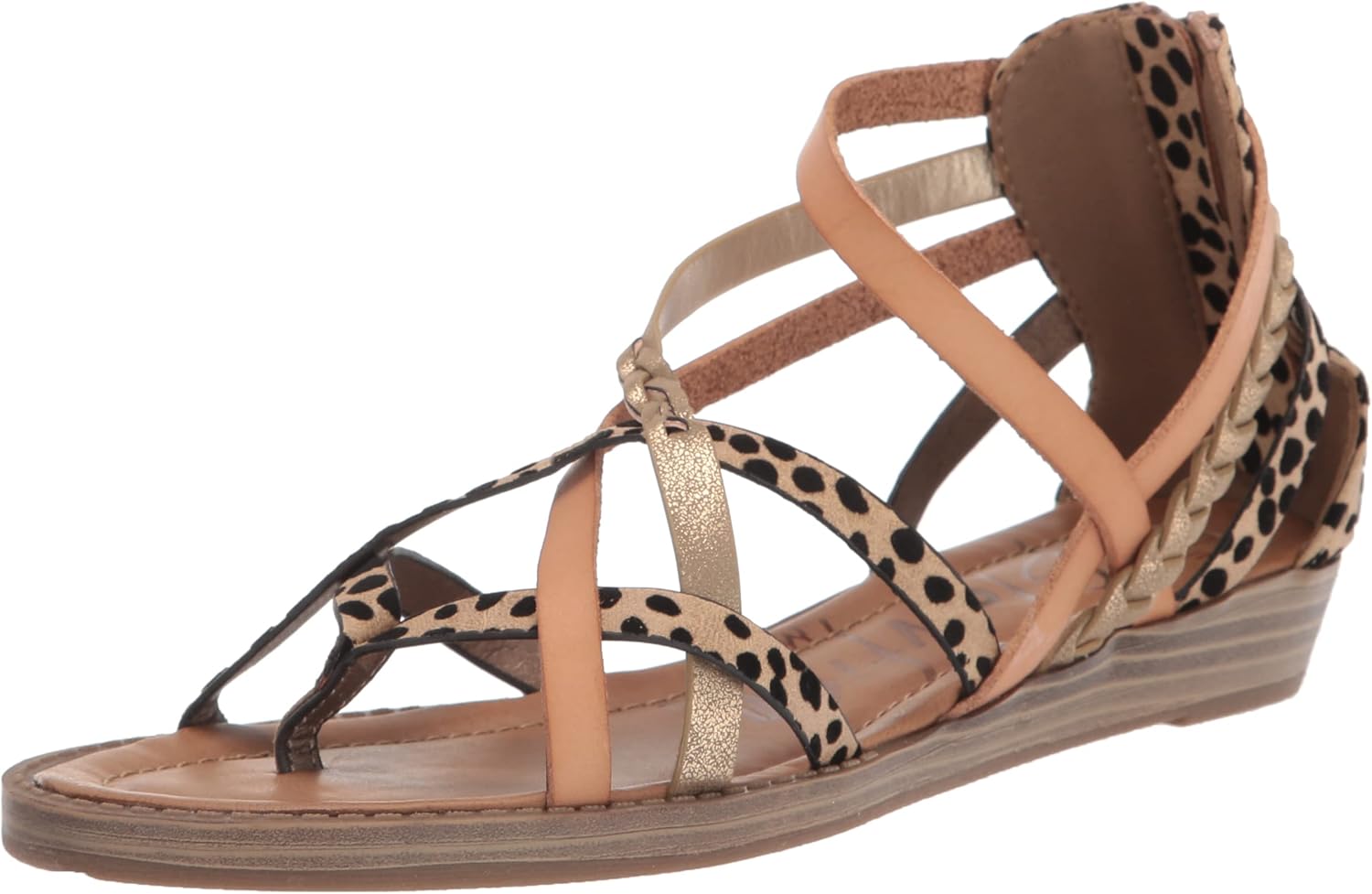 Blowfish Malibu Women's Brooke Flat Sandal, Sand Pixie Leopard/Dune Dyecut, 6.5