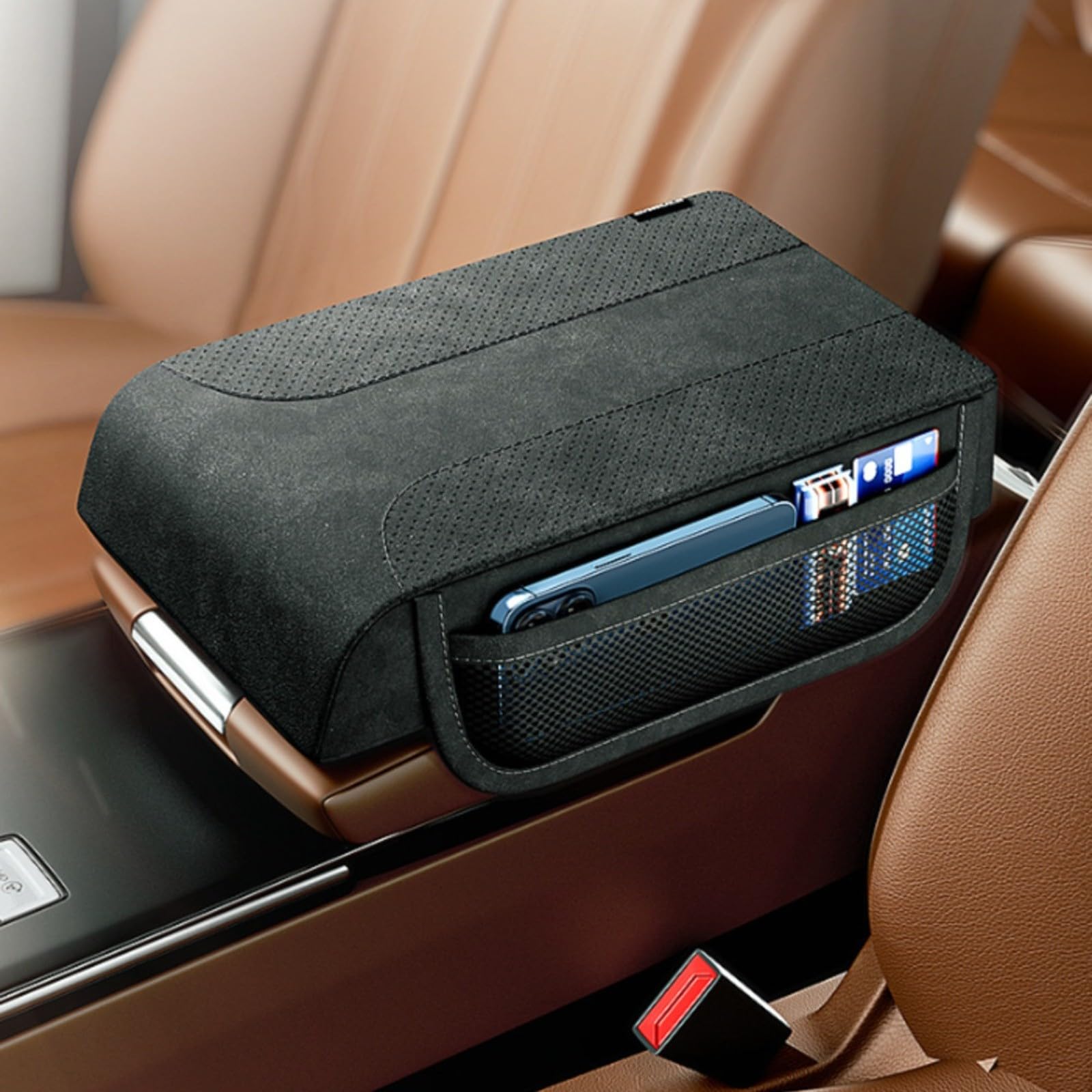 Cuscinetto In Memory Foam Per Console Centrale Auto - Morbido E Antiscivolo - Nero Universale 31x20x3 Cm - 3