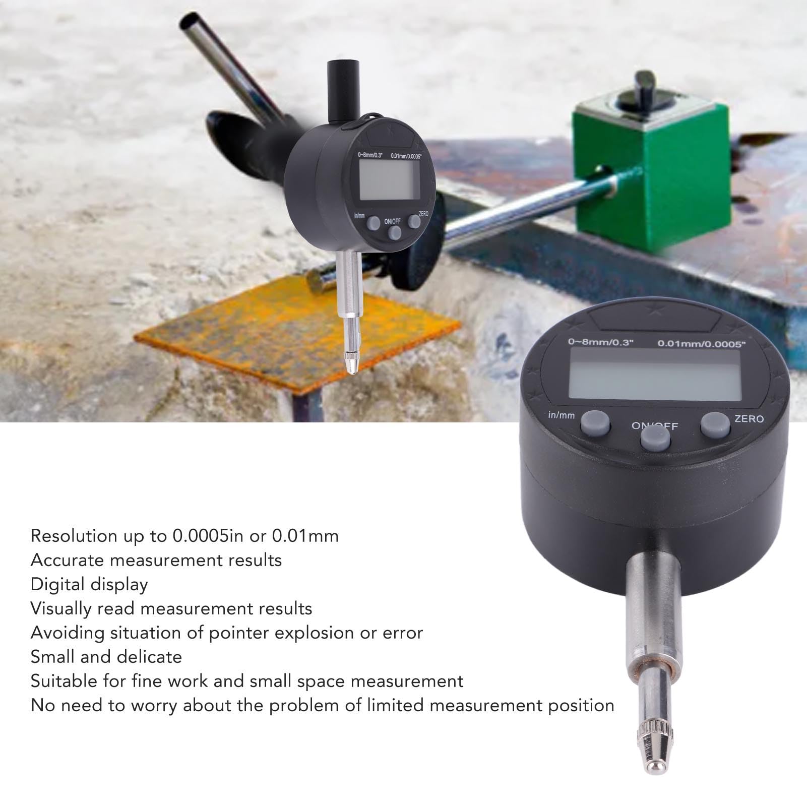 Comparatore digitale Micro elettronico ad alta precisione Risoluzione 0,01 mm Strumento di misurazione della portata 0,8 mm per ingegneria di precisione industriale Lega di
