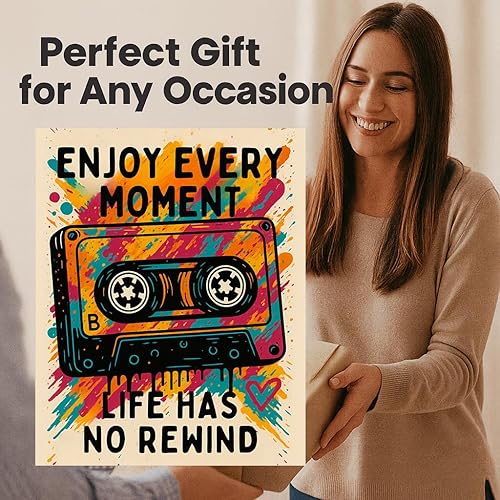 Miniatura 8 de ZUKIY Life Has No Rewind - Cinta de casete sin marco de 8 x 10 pulgadas, arte de pared de graffiti para dormitorio u oficina, póster de arte urbano