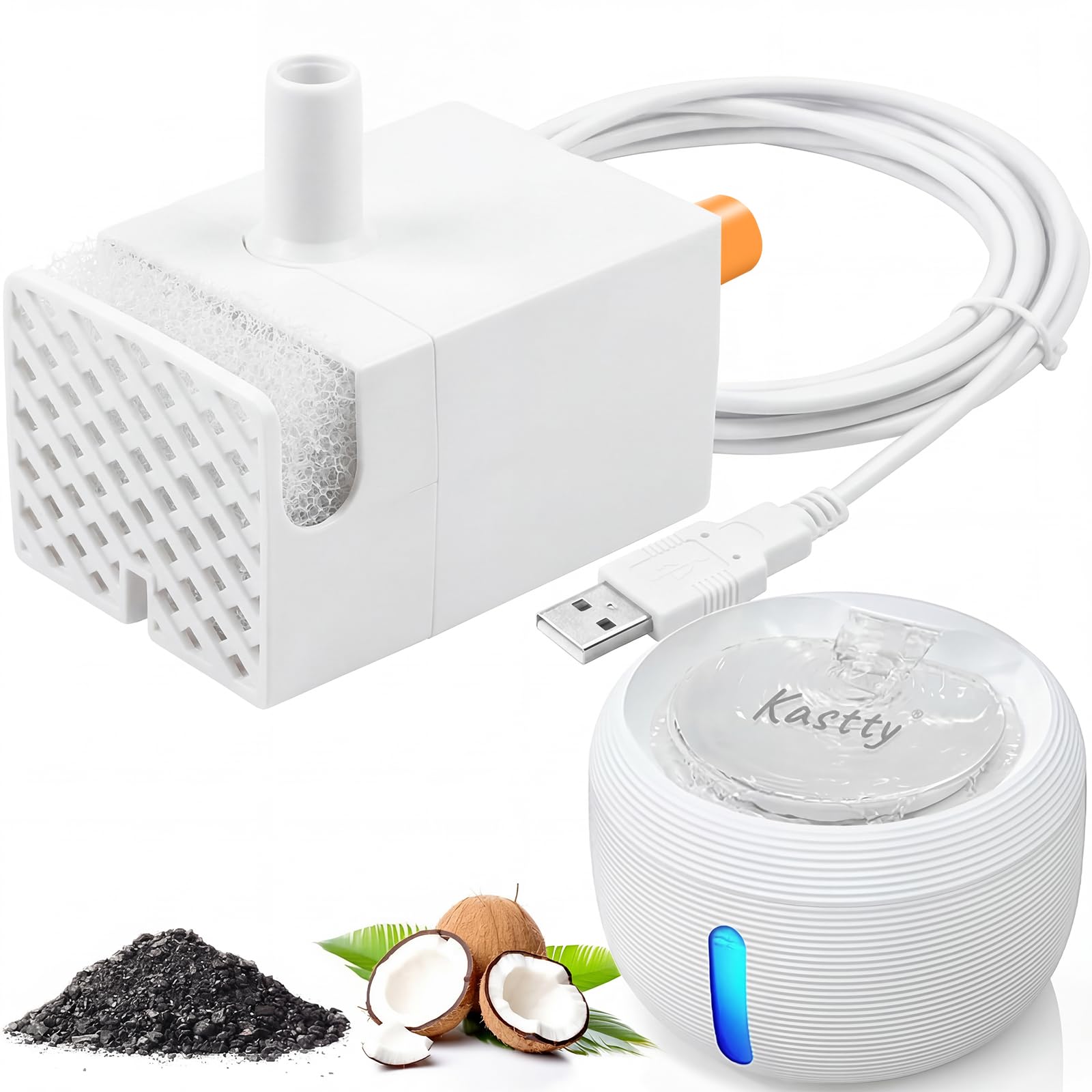 Pompe pour fontaine à chat USB 5V 1A noire Kastty pour distributeur 3.5L