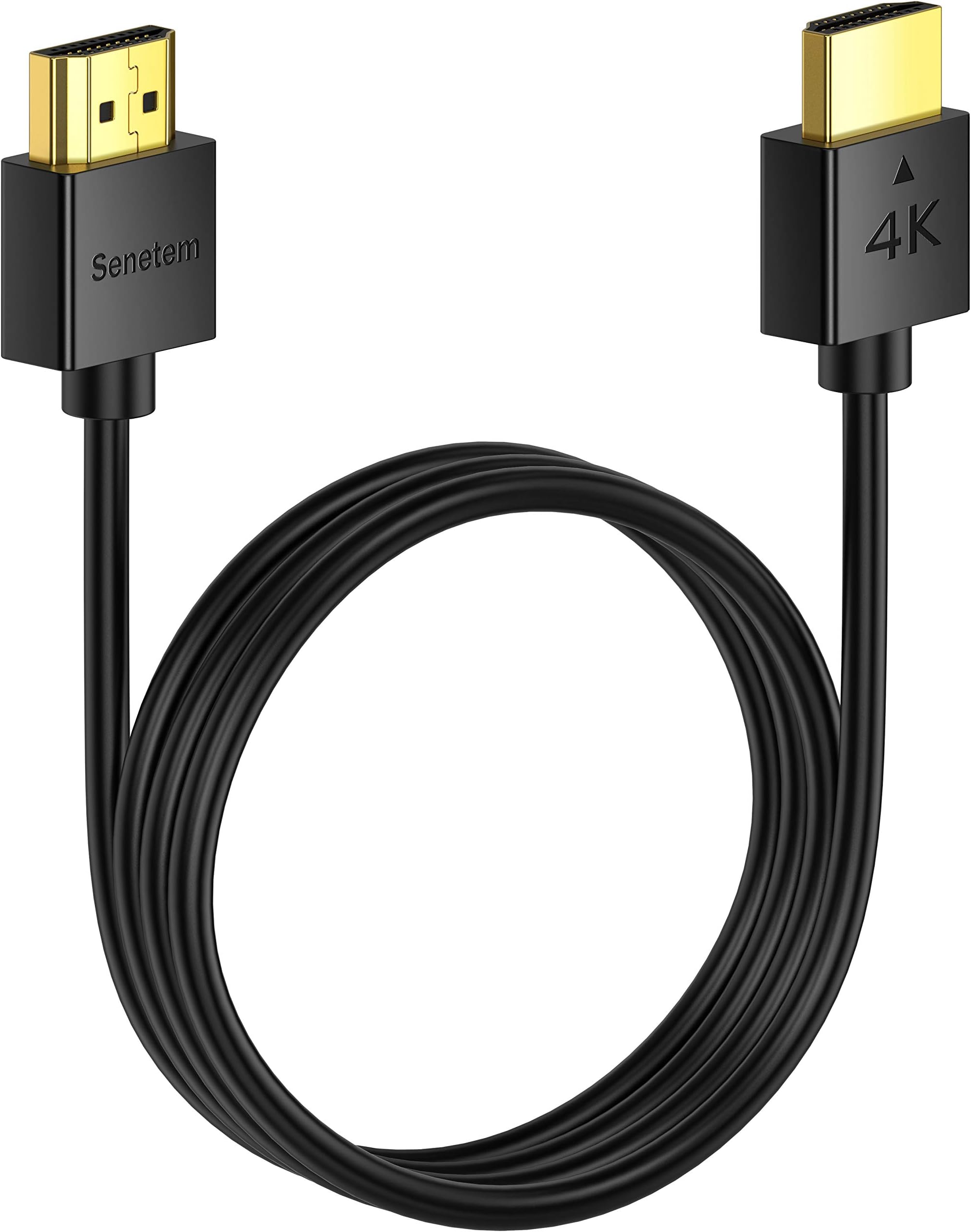 Senetem HDMI Cable, 3.3 ft (1 m), Slim, Slim, High Speed, 18Gbps, 4K@60Hz, HDR, ARC, 3D, Ethernet, Compatible with TV, PS5/4/3, Xbox, Nintendo Switch, Apple TV, Fire TV, Etc., Lightweight, Soft Fine