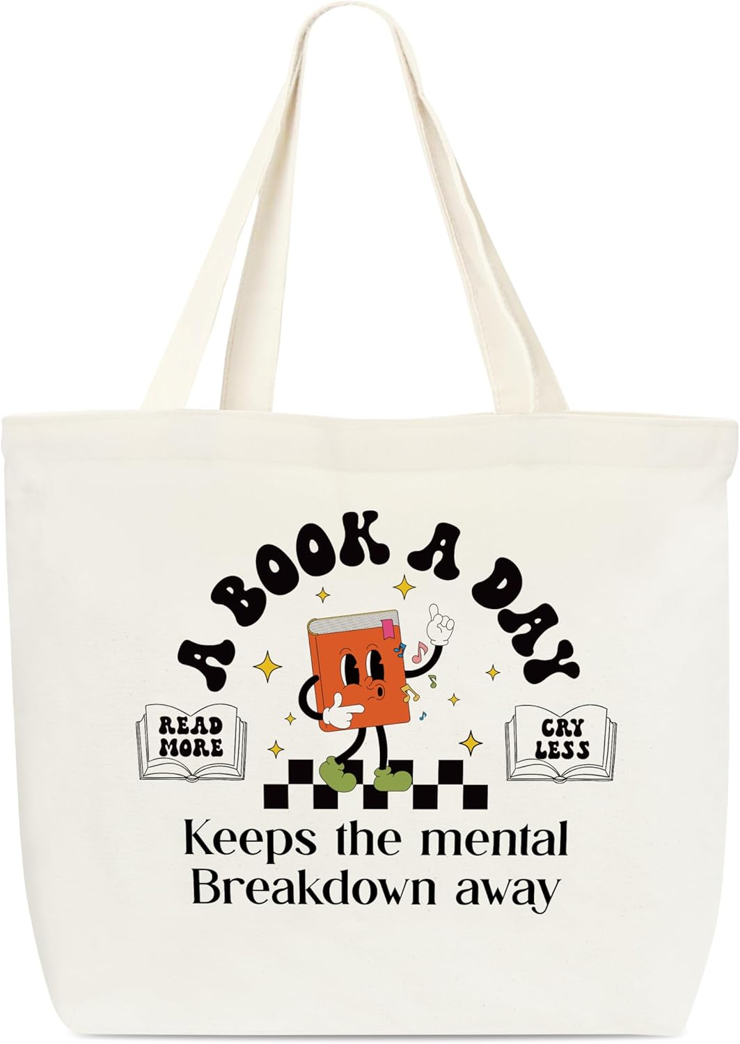 A(19) Canvas Book Tote – Mental Health Library Shoulder Bag for Book Lovers – Reusable Grocery Shopping Bag