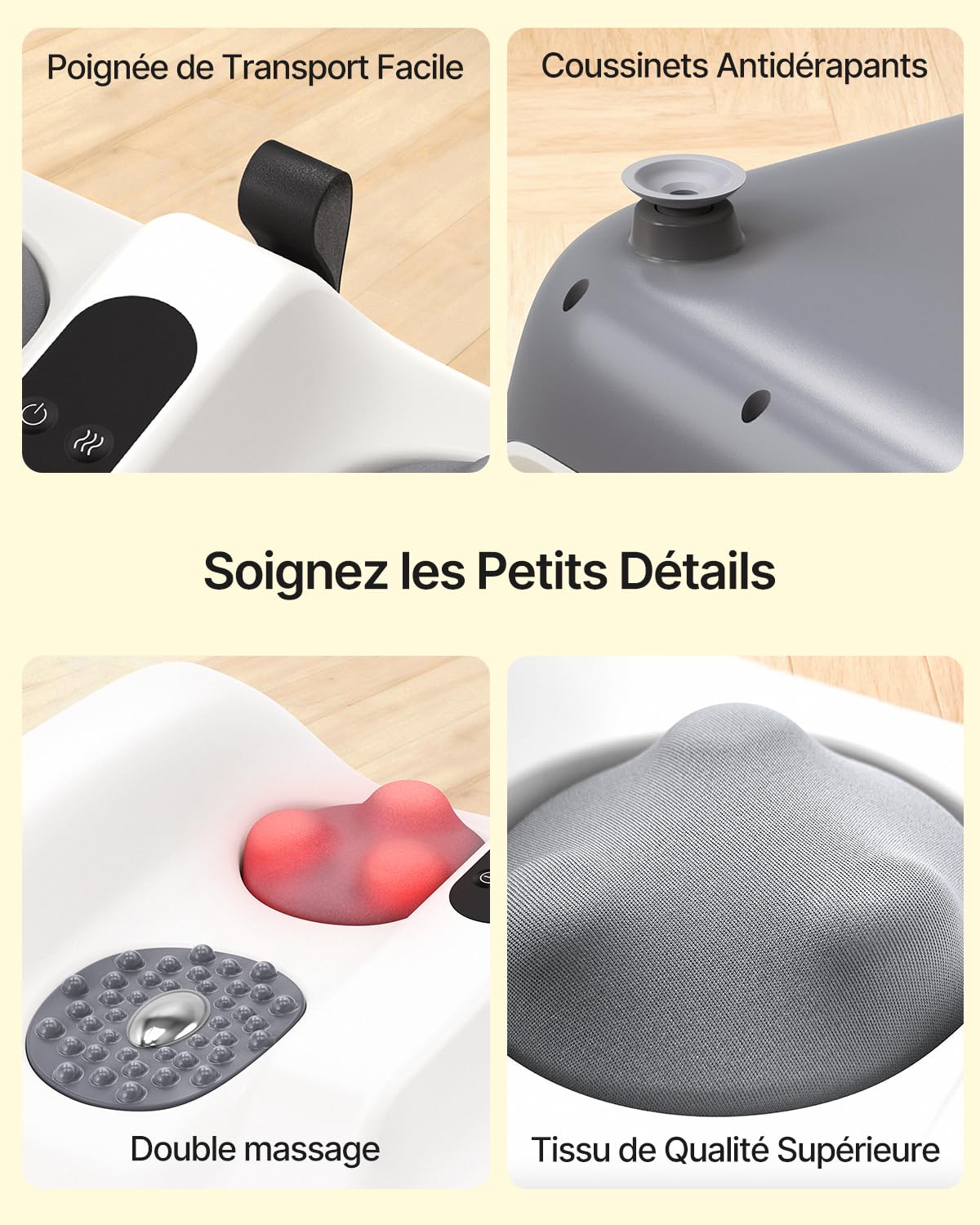 TheNeat Massage Pieds avec Chaleur, Vibration, Shiatsu des Pieds et Mollets, Massage par Pétrissage, Masseur Pied pour la Maison, le Bureau et Comme Cadeau, 2 Vitesses, NeatVibe