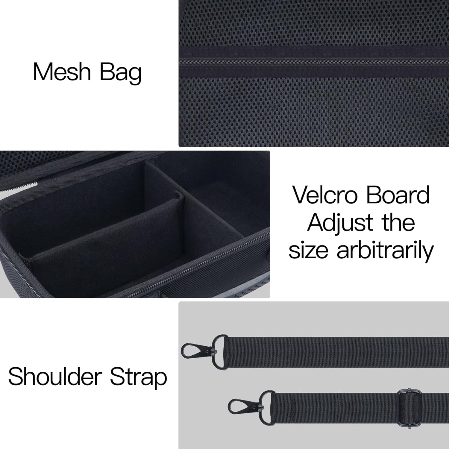 Camera Case Compatible with Canon EOS Rebel T7 / T100 / R50 / R100 / R5 / R6 Mark II / 90D DSLR Camera with 18-55mm Lens,Sony,Nikon DSLR Camera Protective Case with Shoulder Strap (Black Case) - Image 5