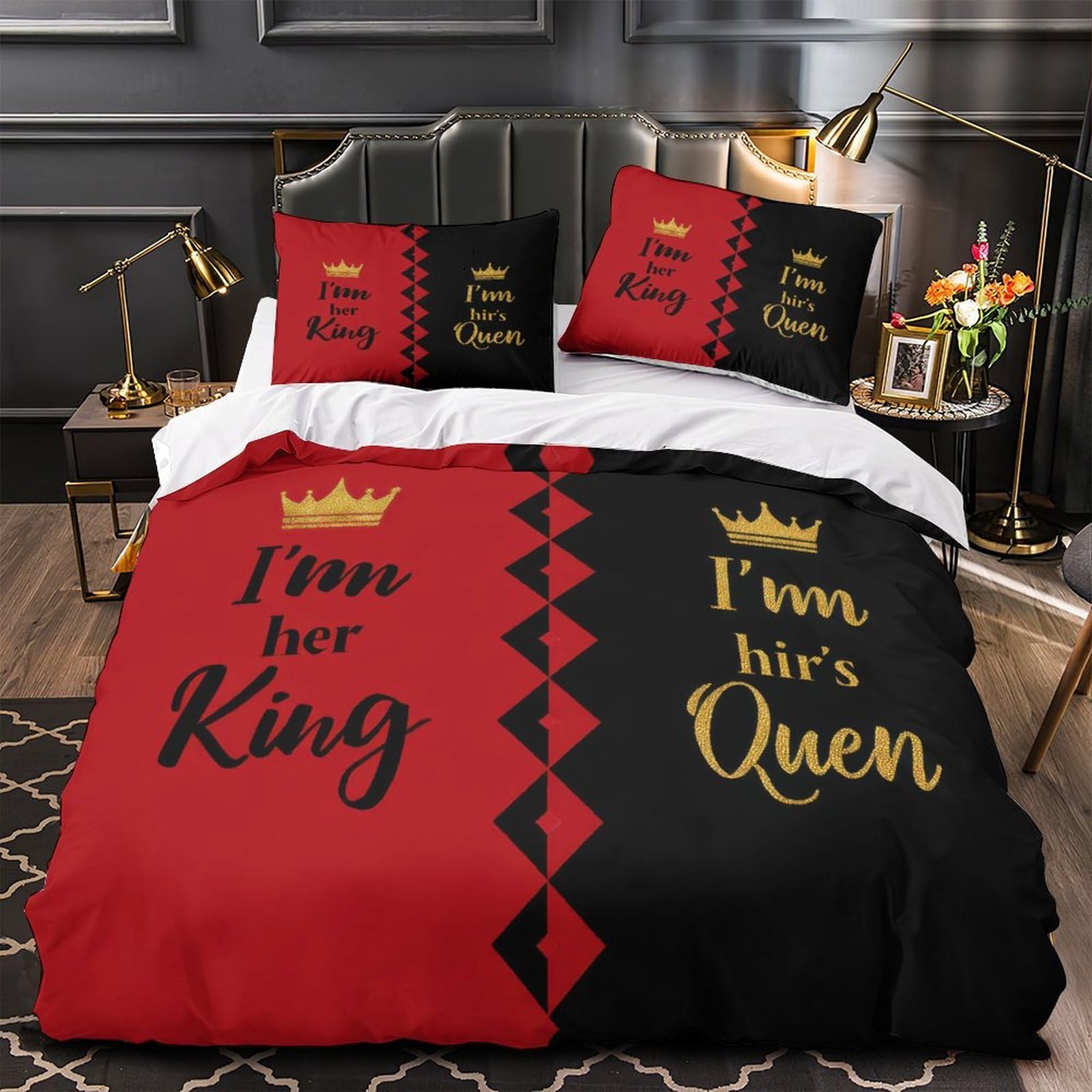 Romantisches Pärchen-Design 3D-Druck 3er-Set Bettdeckenbezug Kuschelbezug Mikrofaser Hypoallergen Staubmilbenfest für Jungen Mädchen Frauen Super King（260x220cm）