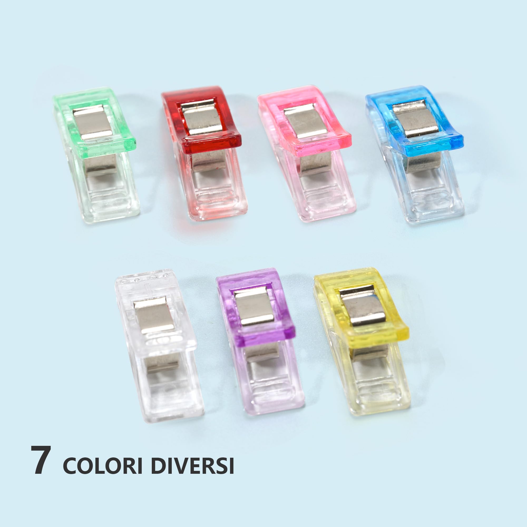 Mollette per Cucito 50 Pezzi, Clip Multiuso in Plastica con Molla in Acciaio Inossidabile per Quilting e Sartoria