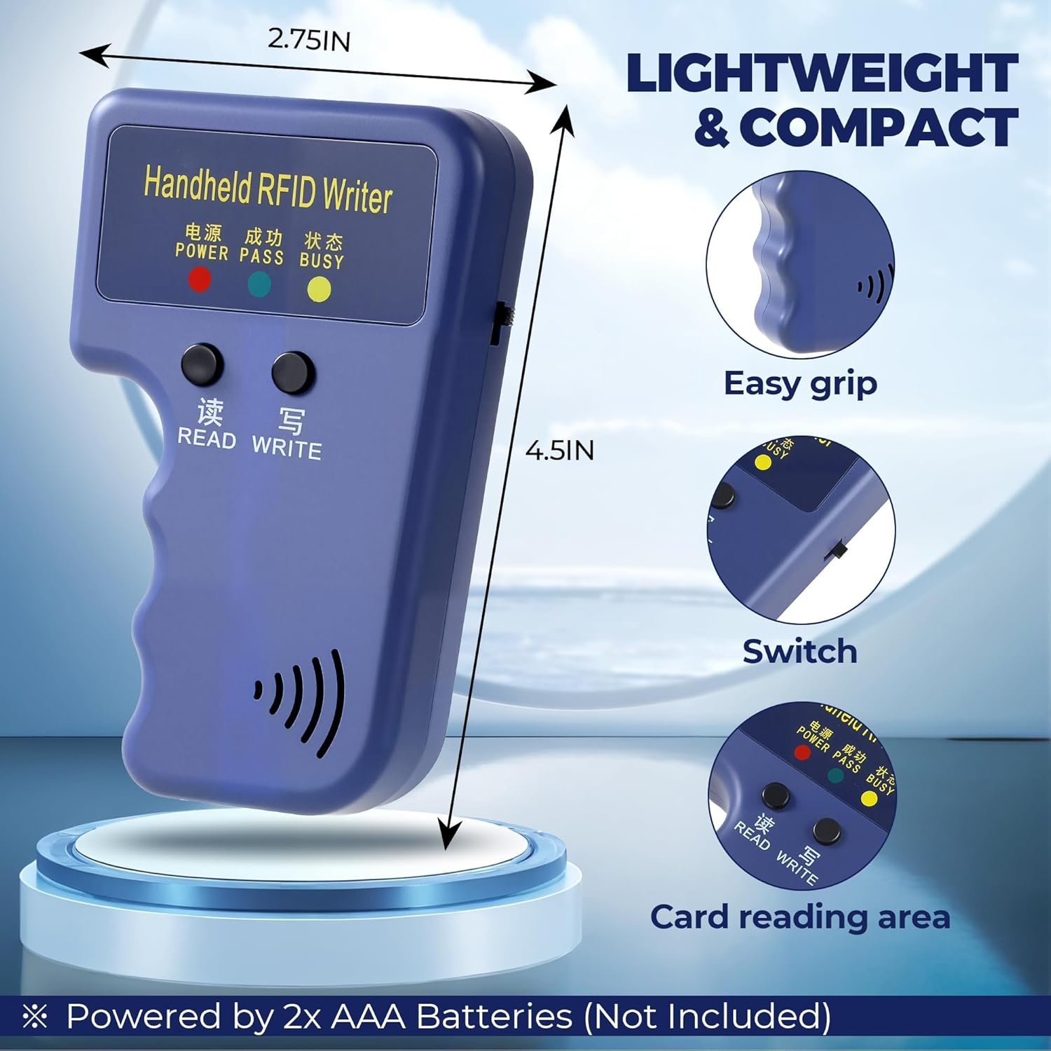 125KHz RFID Copier – Handheld ID Card Writer with 6 Key Fobs & 6 Blank Cards,Compatible with T5577 & More