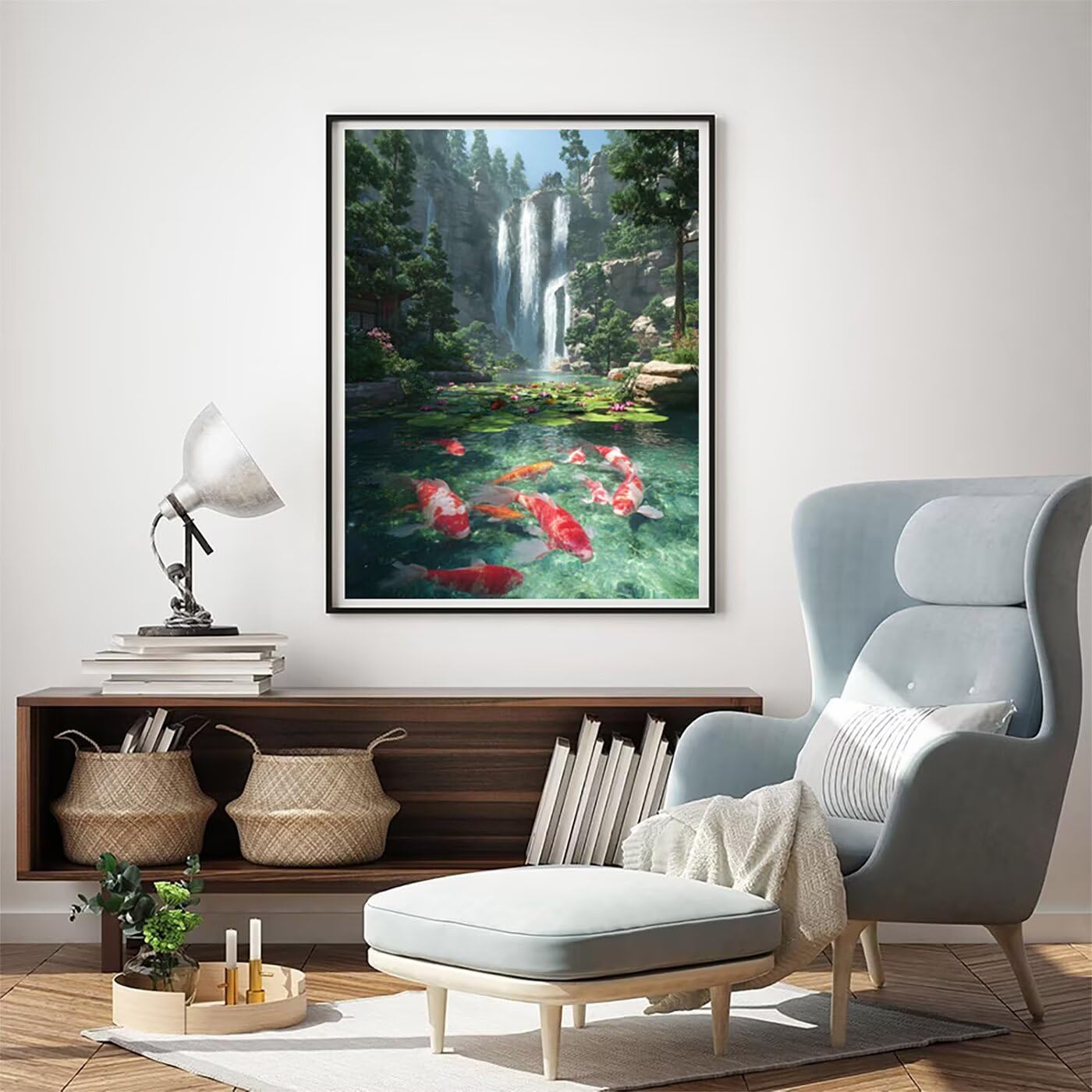 Landschaft See Malen Nach Zahlen Erwachsene, Paint by Numbers Adult Anfänger Set, Heimwerk Malen Nach Zahlen Kinder Mit Rahmen, 3 Pinsel und 36 Acrylfarbe Als für Deko Wohnzimmer 60 x 80 cm BJHDK410