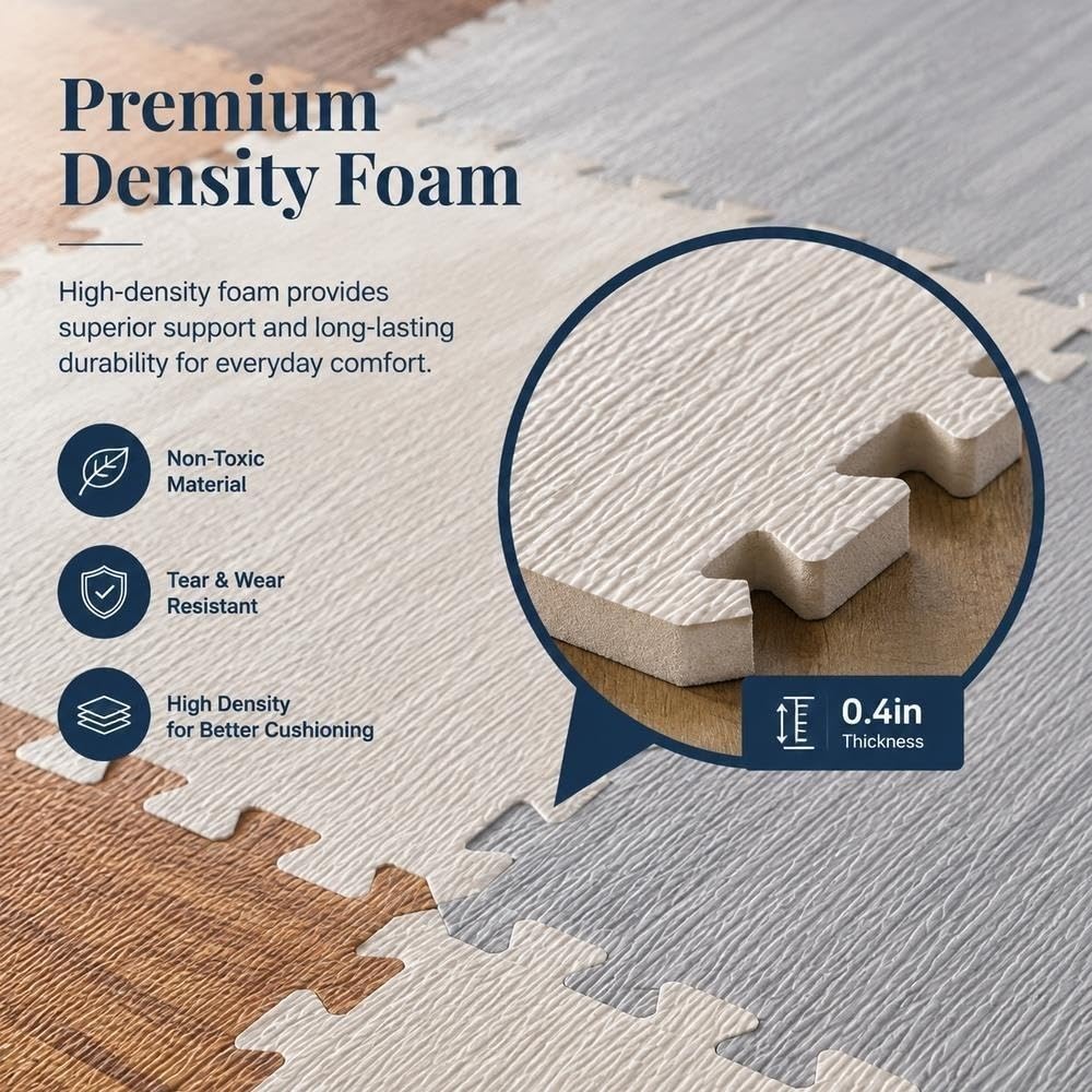 Tapis De Puzzle Emboîtable en Mousse D'aspect Bois De 11,8 Po X 11,8 Po