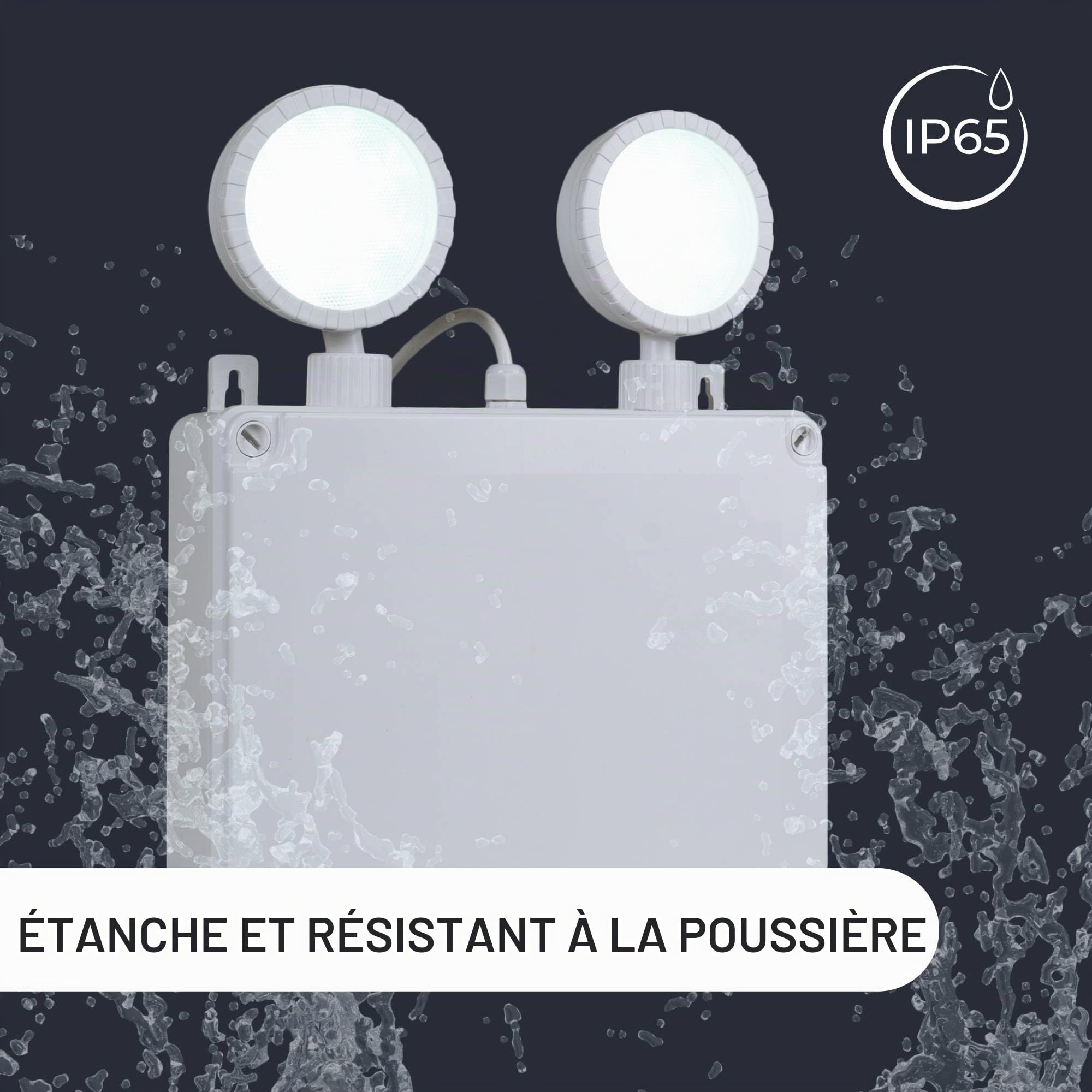 BARCELONA LED Éclairage de Secours LED Industriel 2x8W IP65, 600lm, Autonomie 3 Heures, Batterie Rechargeable 6V 2000mAh, Lampe de Secours Automatique pour Parking, Entrepôt et Escalier