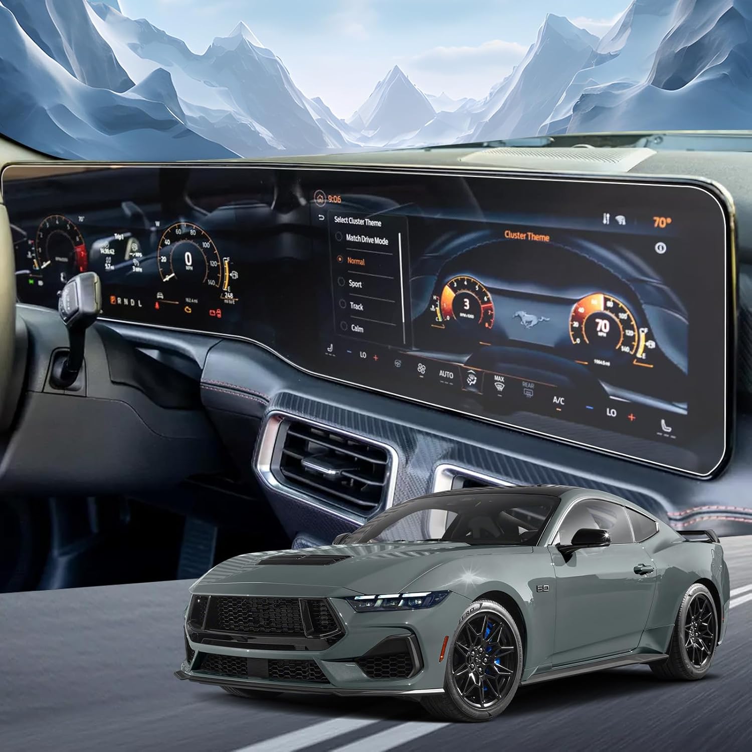 YEE PIN 2024 2025 2026 Mustang Dark Horse Screen Protector for Ford Mustang EcoBoost/Dark Horse Premium Screen Cover 2025 Mustang GT Premium Screen Saver for 2025 Mustang GT Accessories 2 Pack