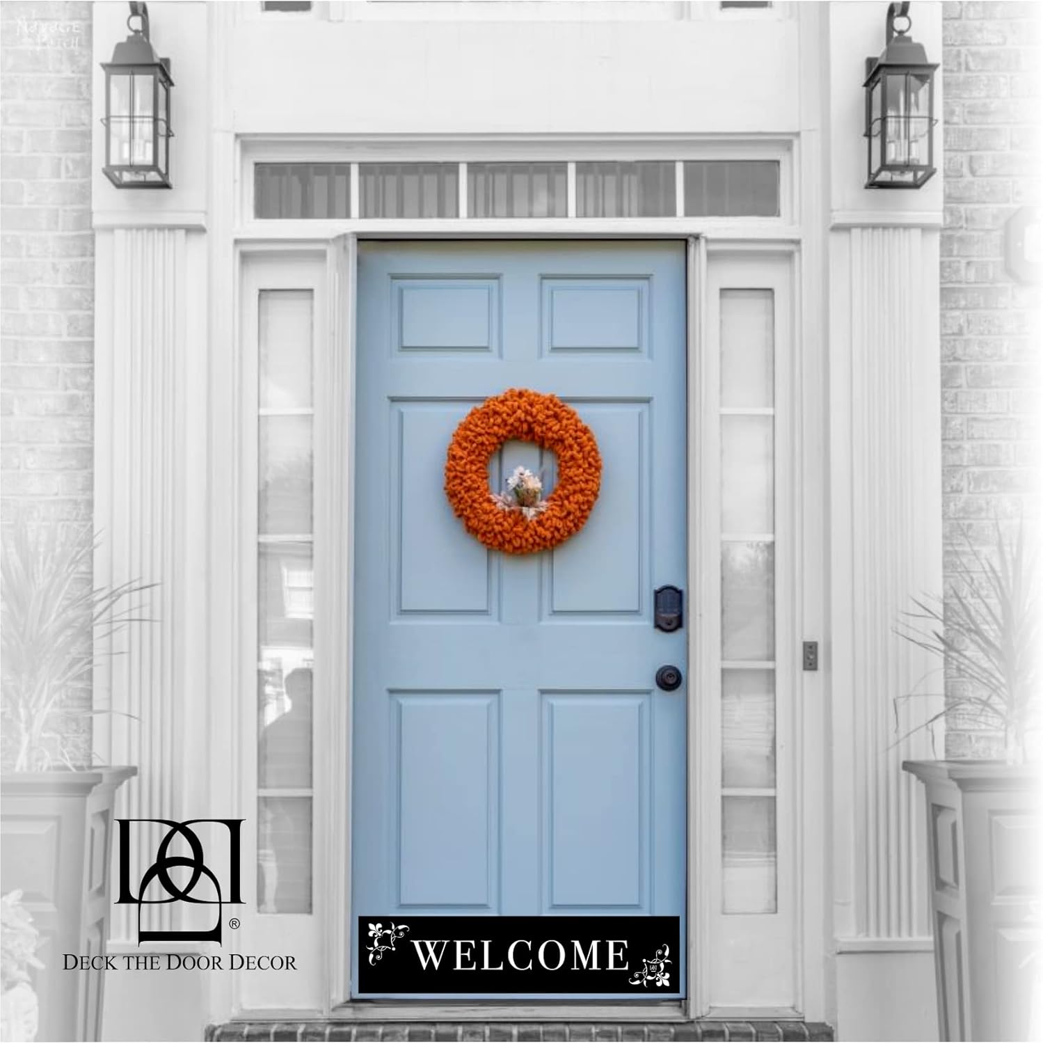 Deck the Door Decor | Door Kick Plate - Magnetic for Steel Doors - Johnson's Welcome Design - UV Printed Faux Satin Metal Finish - Multiple Colors & Sizes (6 x 30, Faux Satin Black)