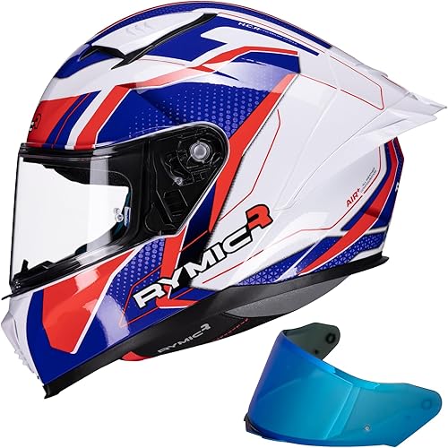 Miniatura 1 de SR6 Casco integral de motocicleta, equipado con viseras transparentes y multicolores, aprobado por DOT para carreras callejeras