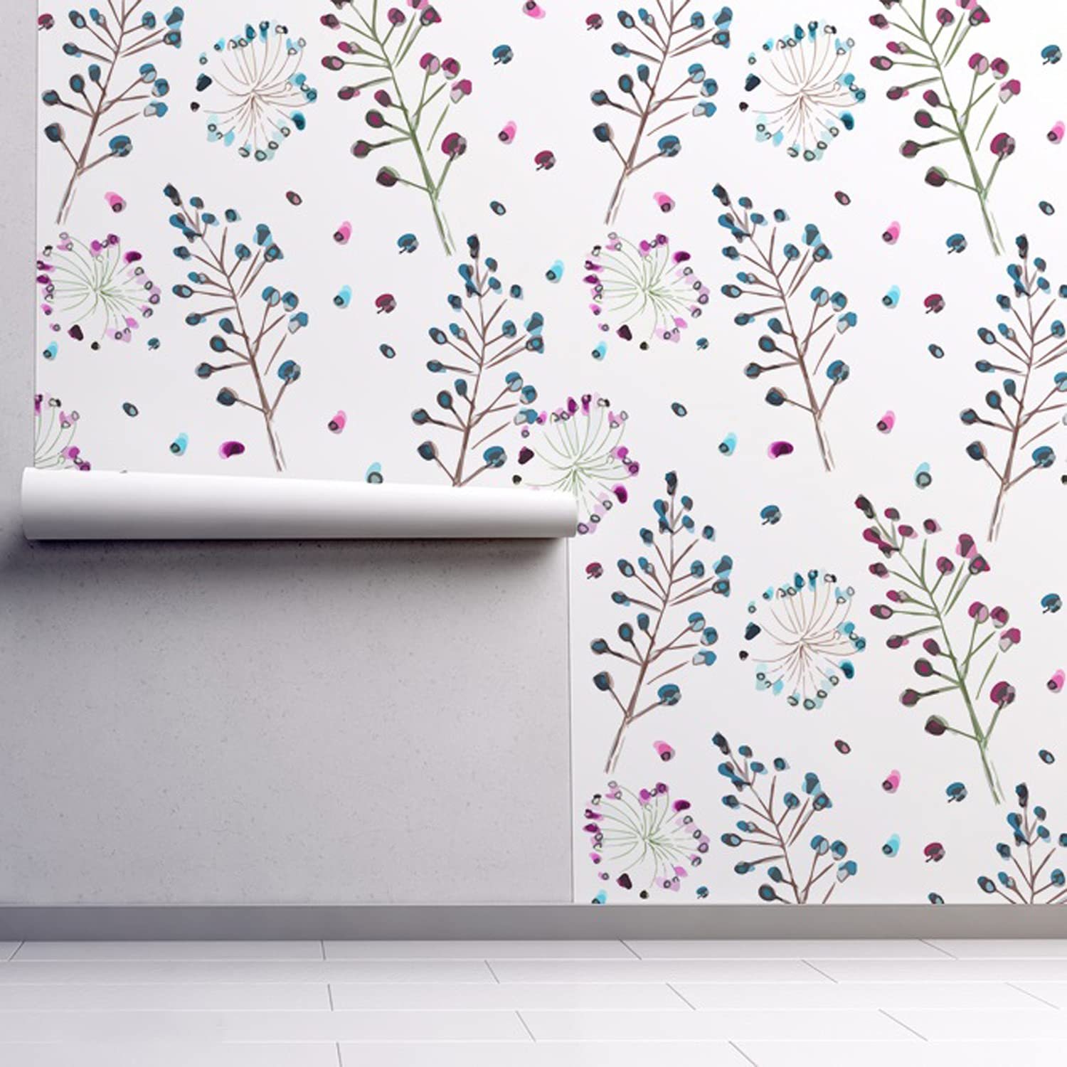 Papier peint floral 208x146cm pour masquer les imperfections des murs