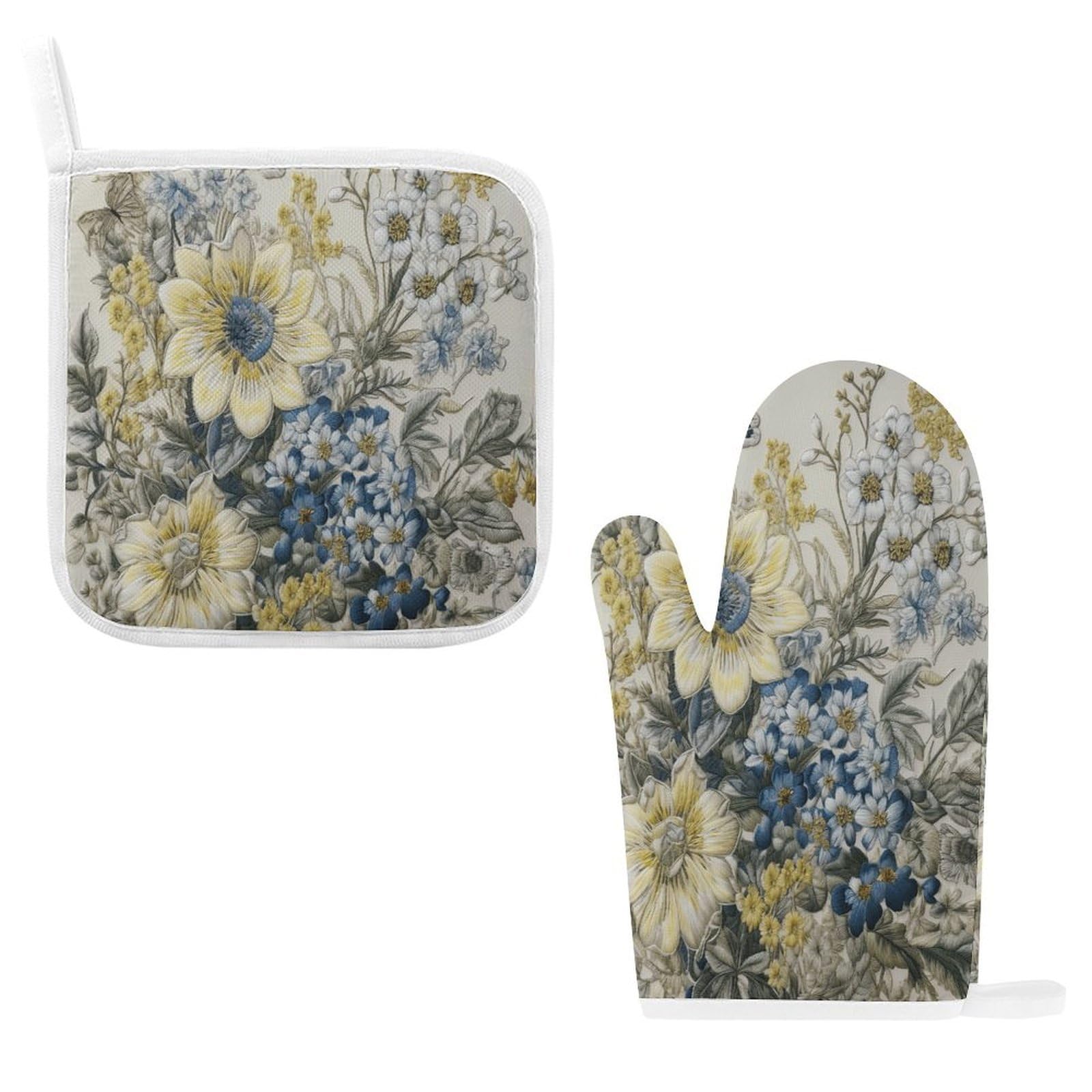 Fodpand Style Embroidery Flowers Oven Mitts And Pot Holders Sets