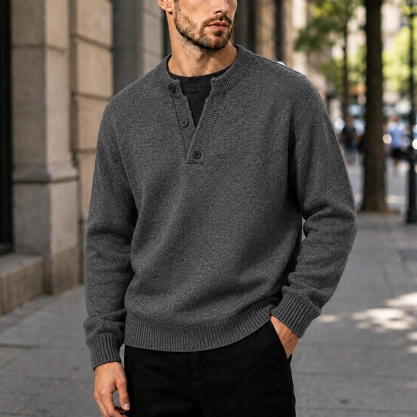 Maglione da Uomo a Due Pezzi in Maglia, Capospalla Casual in Maglia