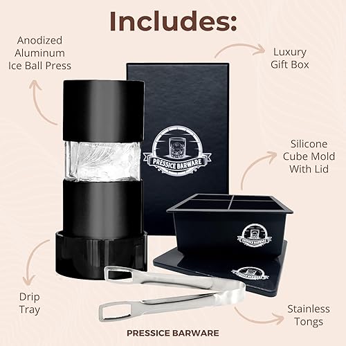 Miniatura 2 de Prensa de bolas de hielo  Haz sin esfuerzo bolas de hielo gigantes de 2.3 pulgadas  Incluye prensa de hielo de aluminio de grado aeronáutico y molde