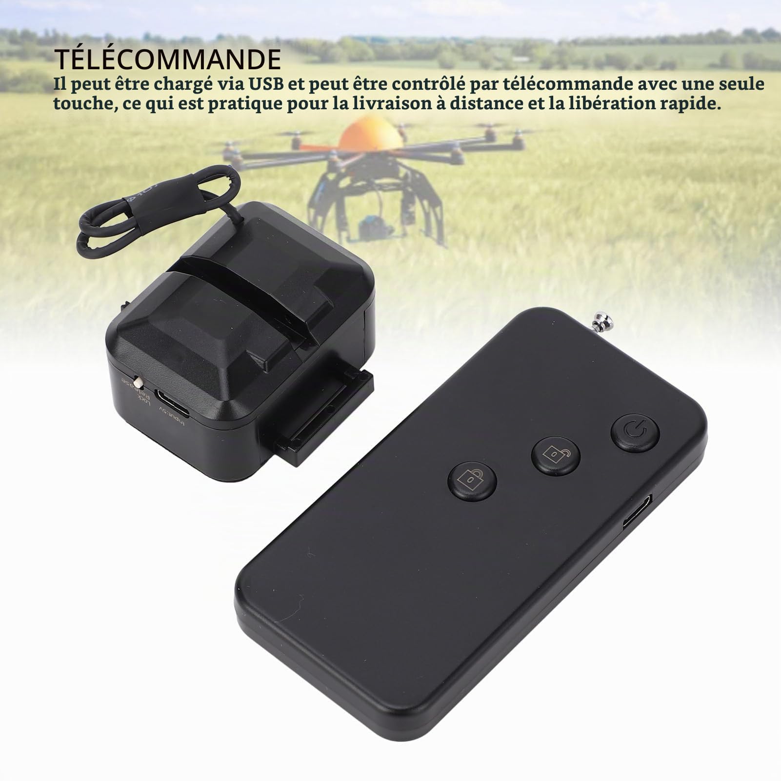Dilwe Système de Largage Airdrop, Lanceur de Drone Léger avec Télécommande, USB, Une clé, Conçu pour Divers Drones