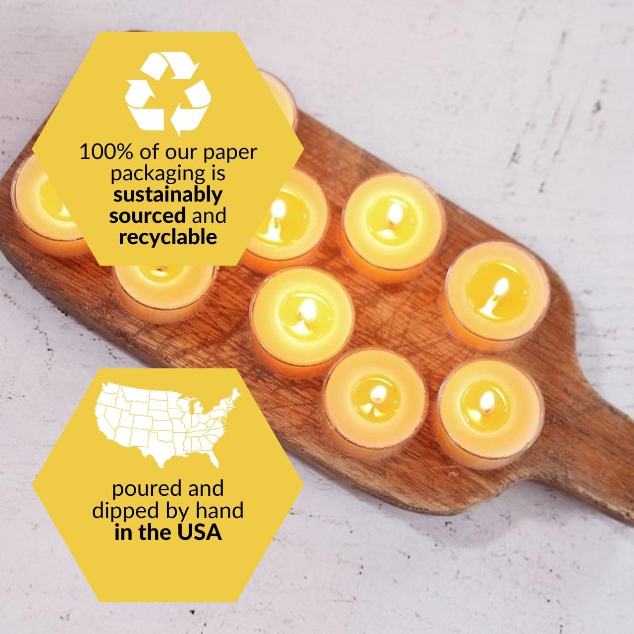 Big Dipper Wax Works Beeswax Tea Light Candles 48-Pack – Pure Beeswax, Unscented, Long Burning, Clean Air, Non-Toxic, Handmade in USA, Natural Candle Set for Home & Events