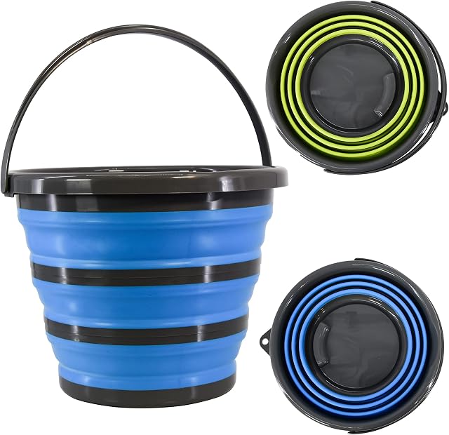 GEEZY Foldable Silicone Collapsible Bucket Bowl Handy Shopping Basket, Multi-functional, Space Saving, Assorted Colours, 10 Litre