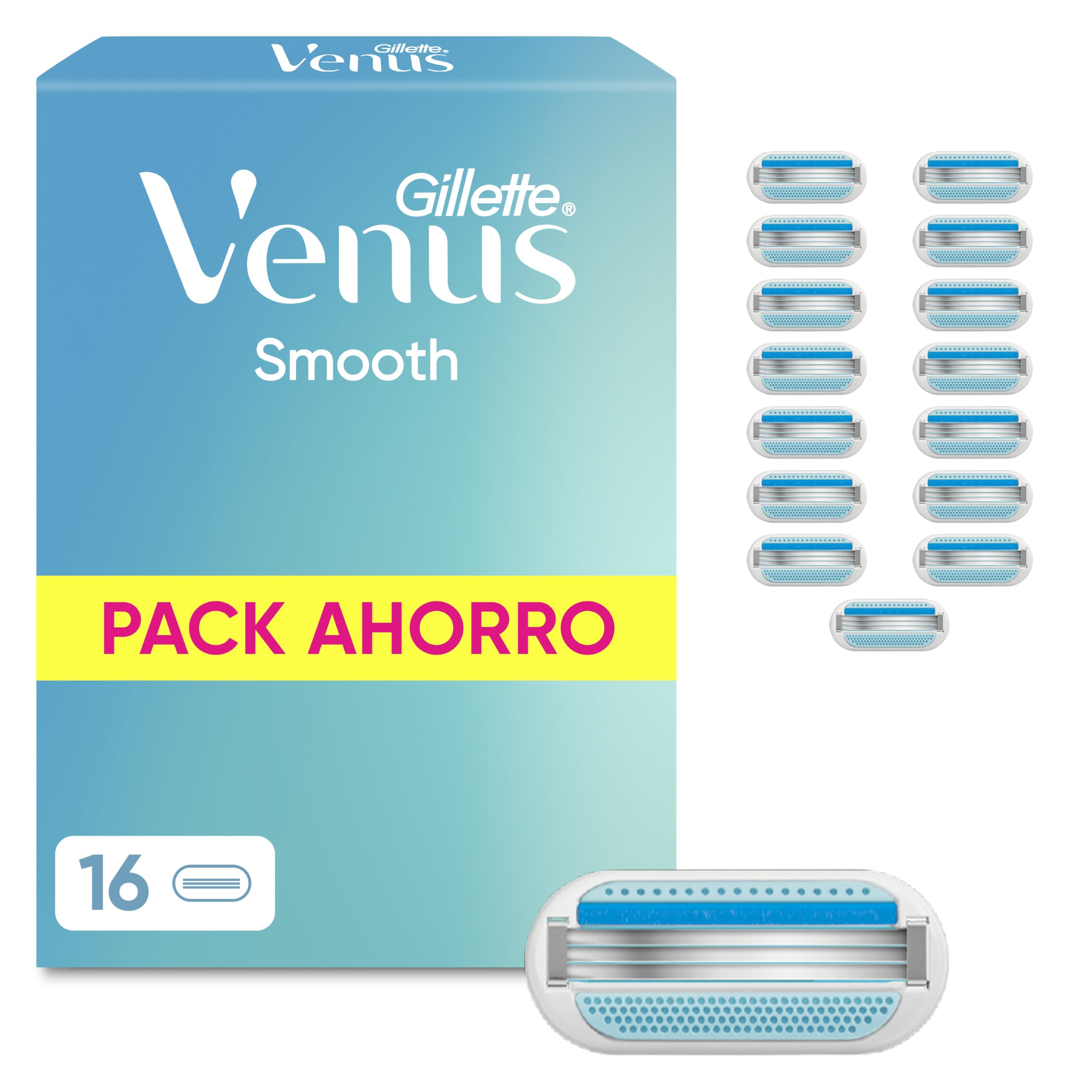 Gillette Venus Smooth Cuchillas de Afeitar Mujer, Pack de 16