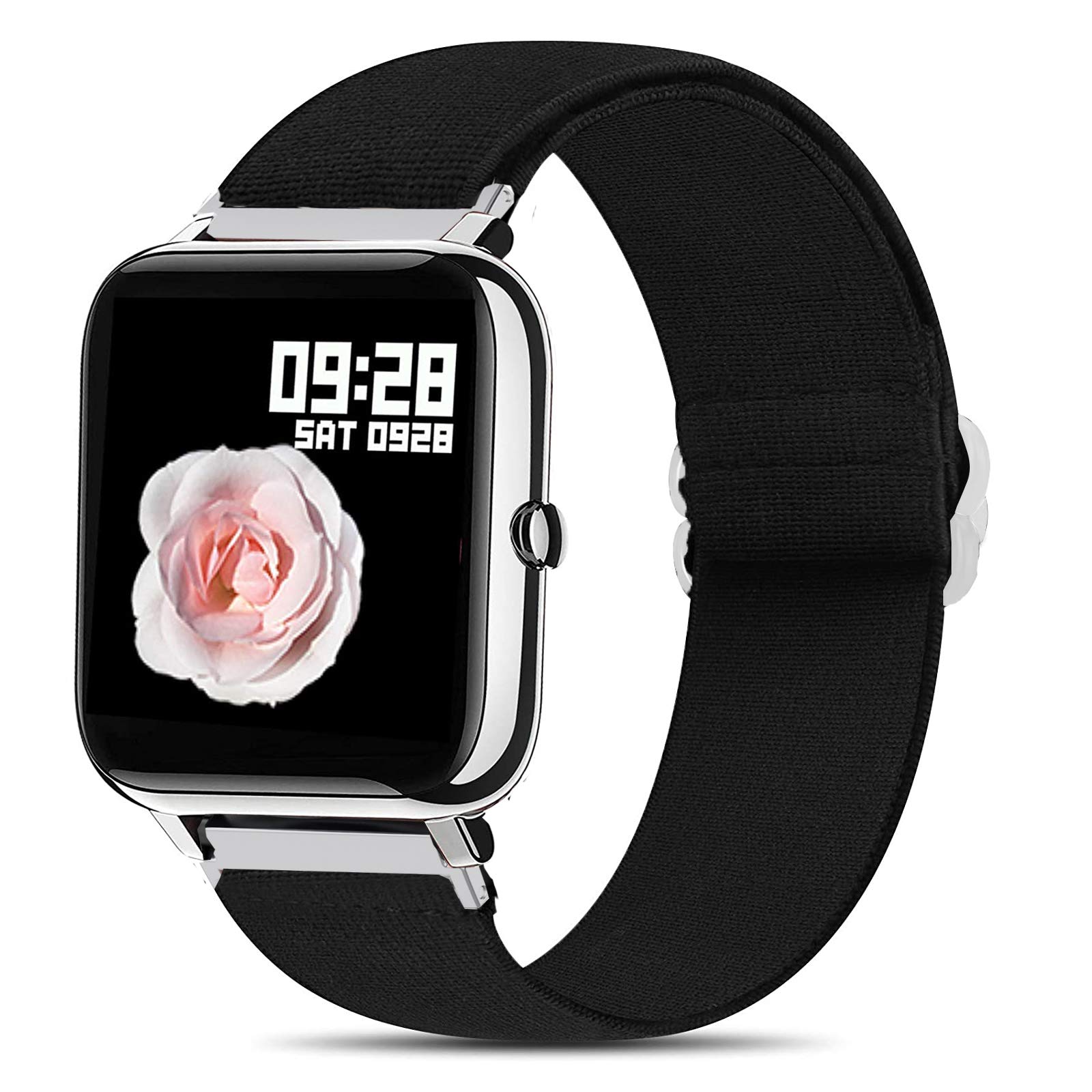 Compatible for Popglory Smartwatch Band, Stretch Elastics Adjustable Strap Compatible for Popglory P22/Donerton Smartwatch/itouch air 3 40mm/FirYawee Smartwatch/Virmee VT3 (Black)