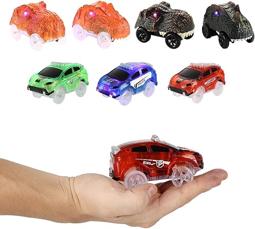 Miniatura 6 de Solo repuestos autos de juguete para la mayoría de pistas que brillan en la oscuridad accesorios de pista de autos de carreras con 5 luces LED