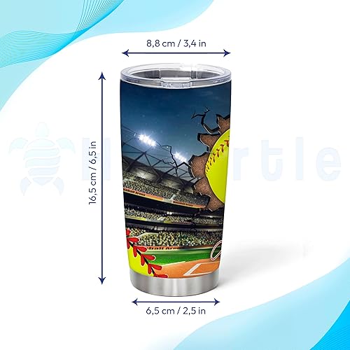 Vista 17 de Hyturtle Vaso de sóftbol personalizado, regalo de softbol para mamá, entrenadora, mamá, hija, hermana, amiga, botella de softbol, vaso de acero