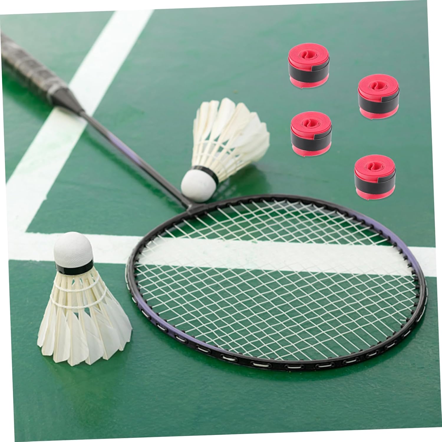 60pcs Elastic Perforated Tapes Made of Pu Material Tennis Racket Grip Tapes for Badminton Tennis Racket Replacement Grip