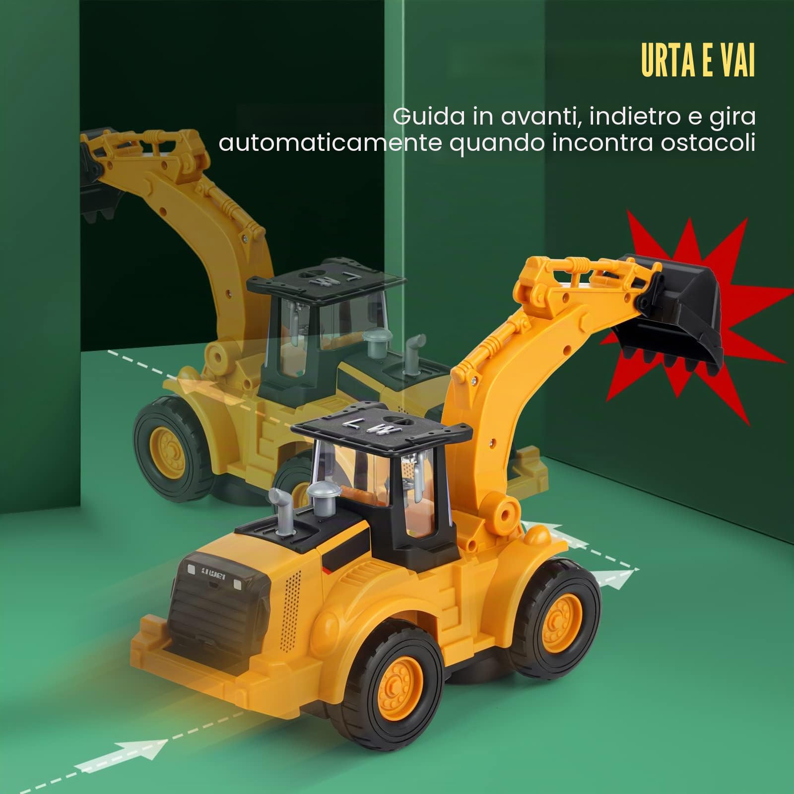 Giocattolo escavatore, guida con suono e luce, veicoli da cantiere per bambini, un giocattolo per bambini, più brani musicali, Regalo Bambini di compleanno per ragazzi e ragazze dai 3 anni in su