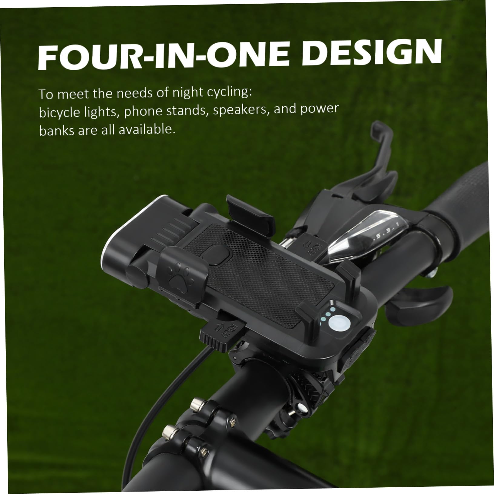 Sosoport 4000mah Luce Posteriore per Bici Supporto per Telefono e Clacson Luci LED Batteria Ricaricabile USB per Guida Notturna