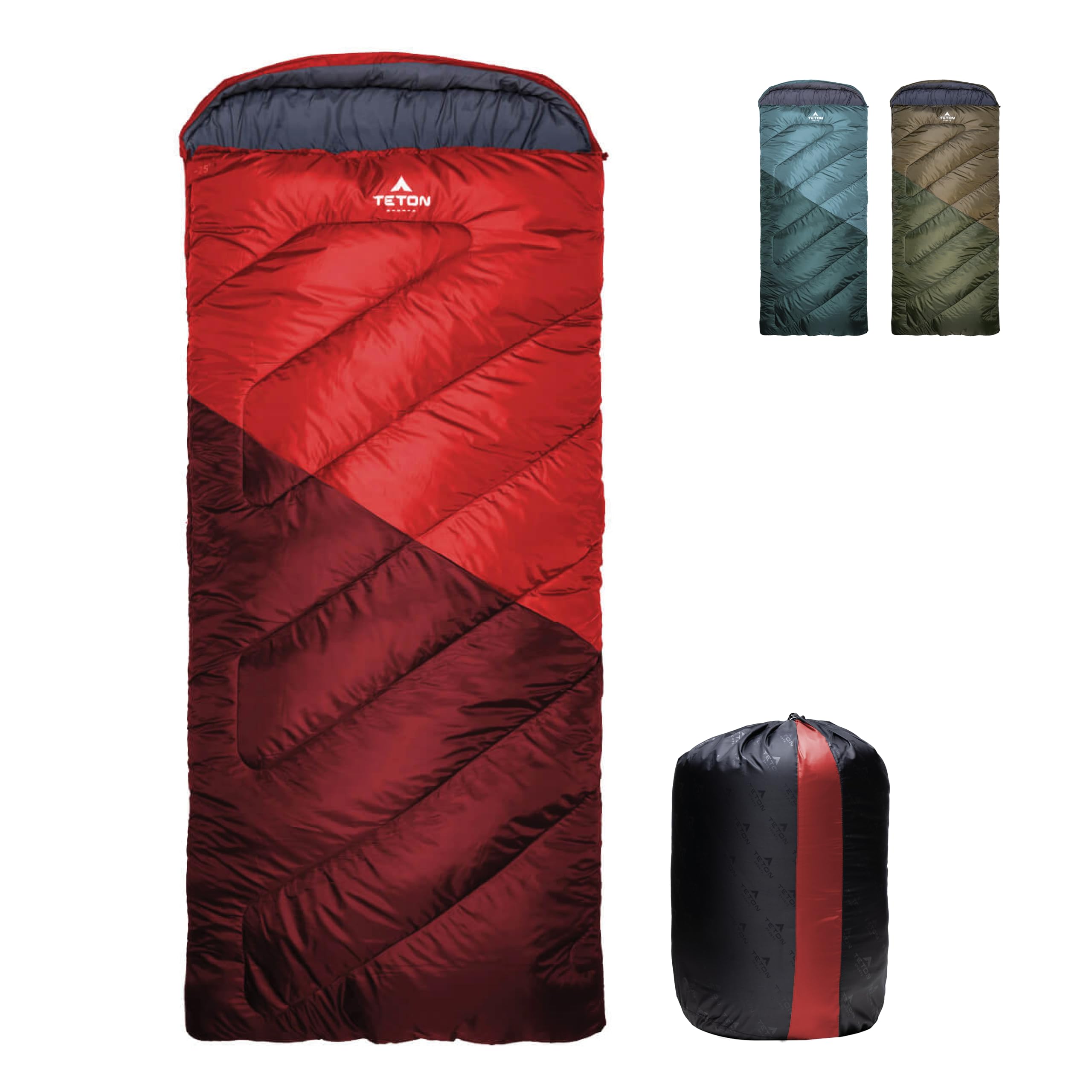 Teton Celsius XXL, -25 Grad Schlafsack, Allwetterschlafsack für Erwachsene, Camping leicht und warm gemacht Kompressionssack inklusive, Rubin Spielzeug