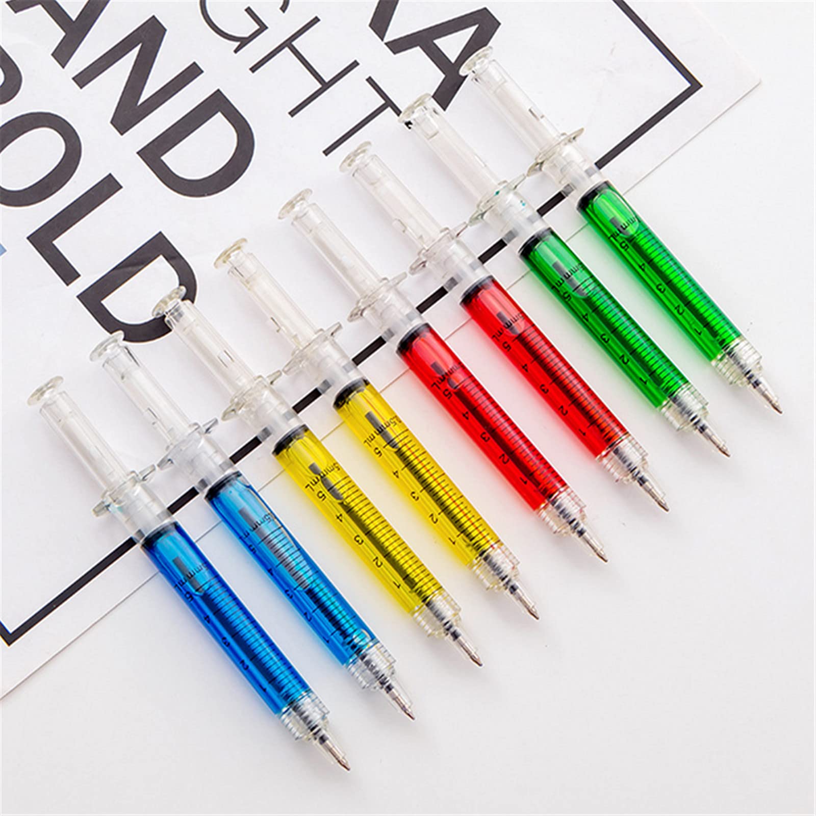 40pcs Vitamin  Ballpoint Pen Cute Cartoon Retractable Ball Pen Smiling Face Ball Pen (Random Color): Syringe
