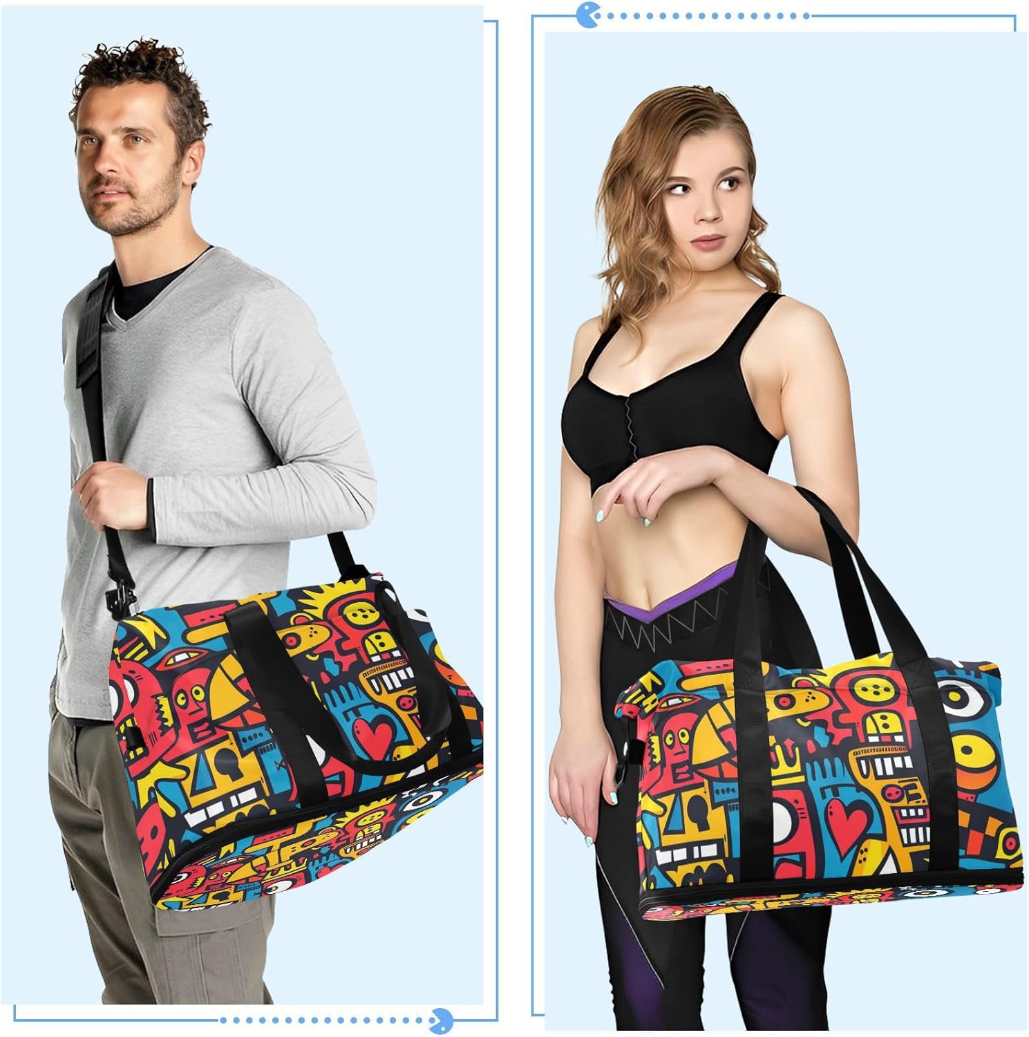 Abstract Figure Sports Tote Gym Bag Gym Bag with Adjustable Strap for Sports Waterproof