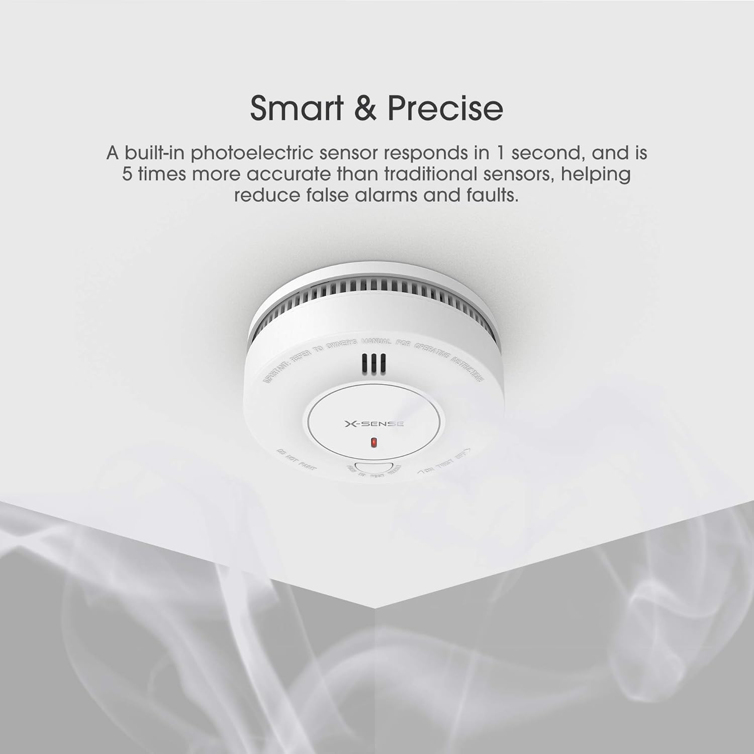 X-Sense 10-Year Battery Smoke Detector, Fire Smoke Alarm with LED Indicator & Silence Button, SD2J0AX, Pack of 1 - - 