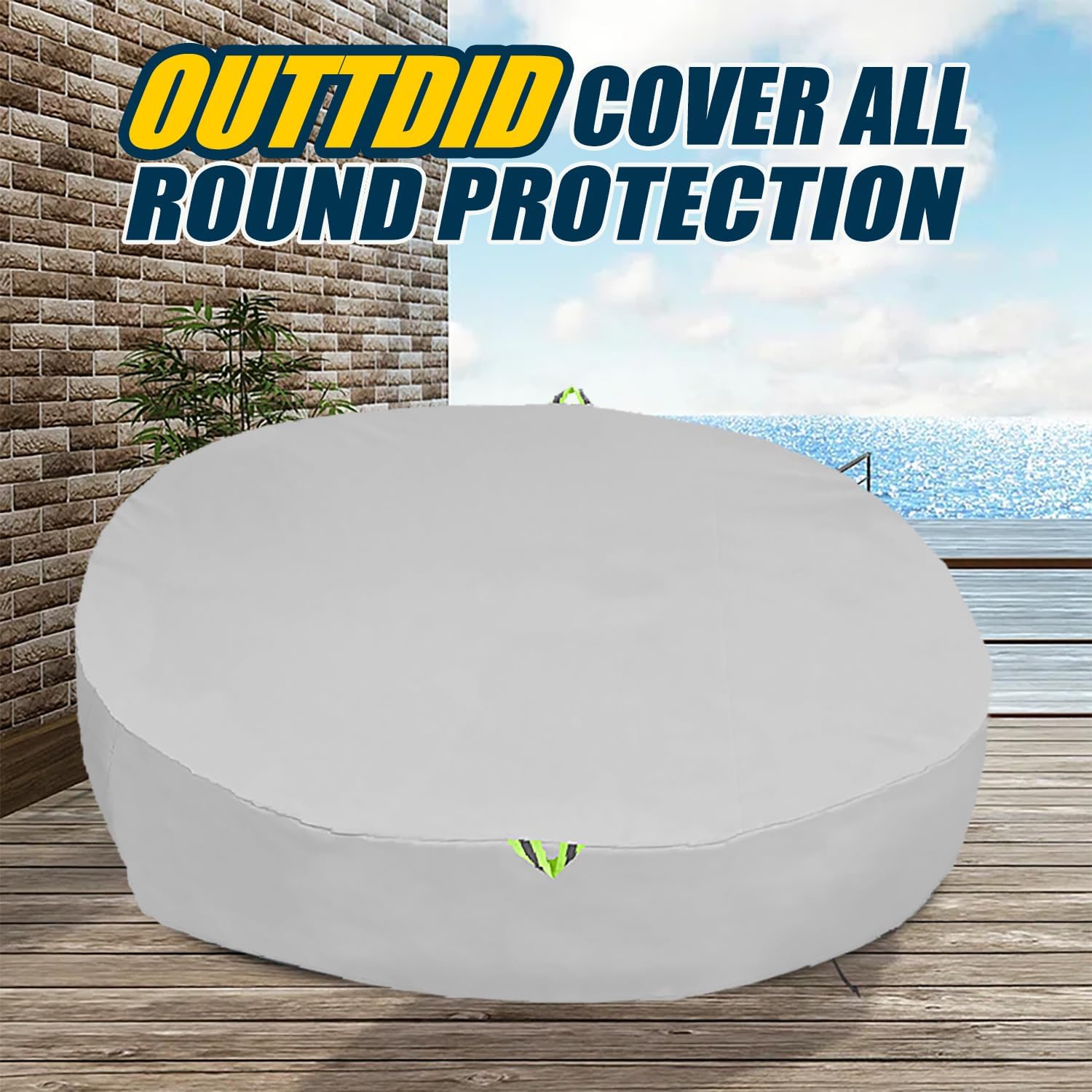 Outdoor Daybed Cover Waterproof, 600D Round Patio Sofa Cover, Heavy Duty Outdoor Canopy Daybed Sofa Cover - Ø88"X35''/18H