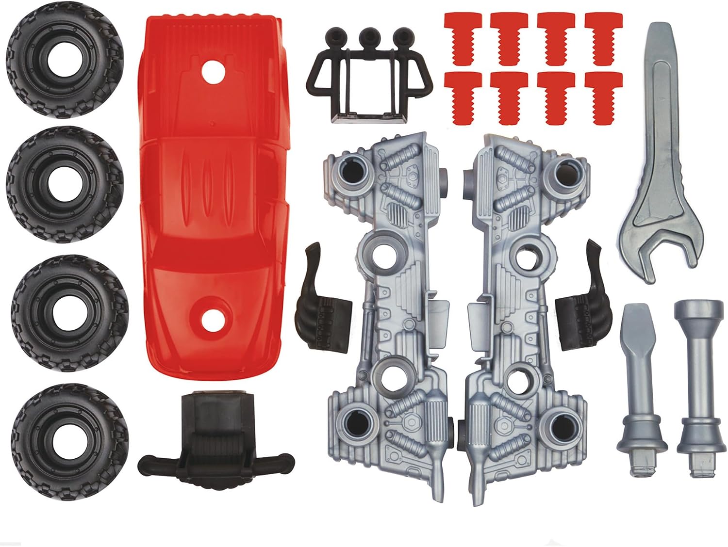 Red Box: Tool Tech: Take Apart Truck & Power Drill - Red, Build A Toy Vehicle Set, Realistic Light-Sound Drill, Mechanic Assembly Roleplay Set, Kid 3+