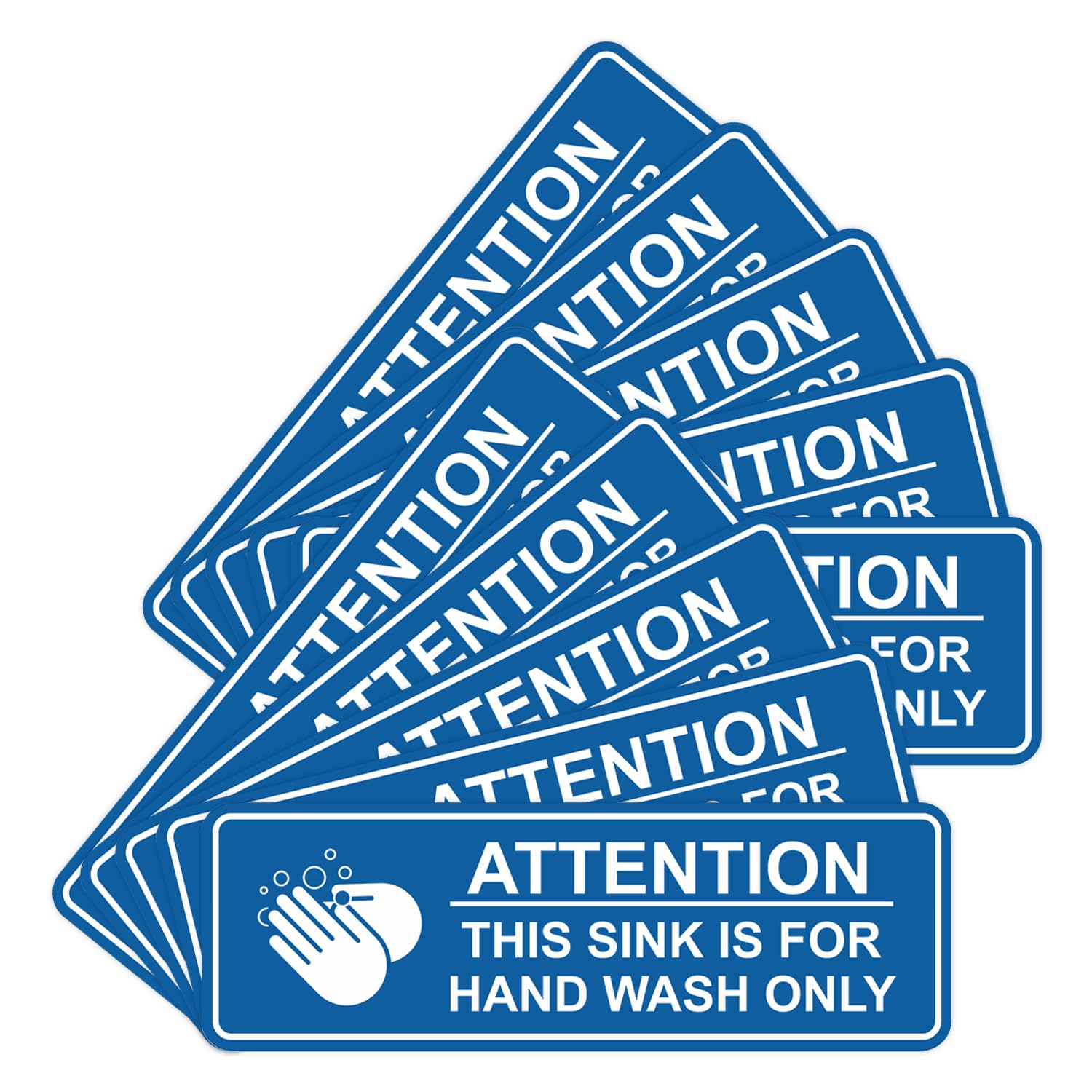 Standard Attention: This Sink is For Hand Wash Only Sign (Blue) - Small (10 Pack)