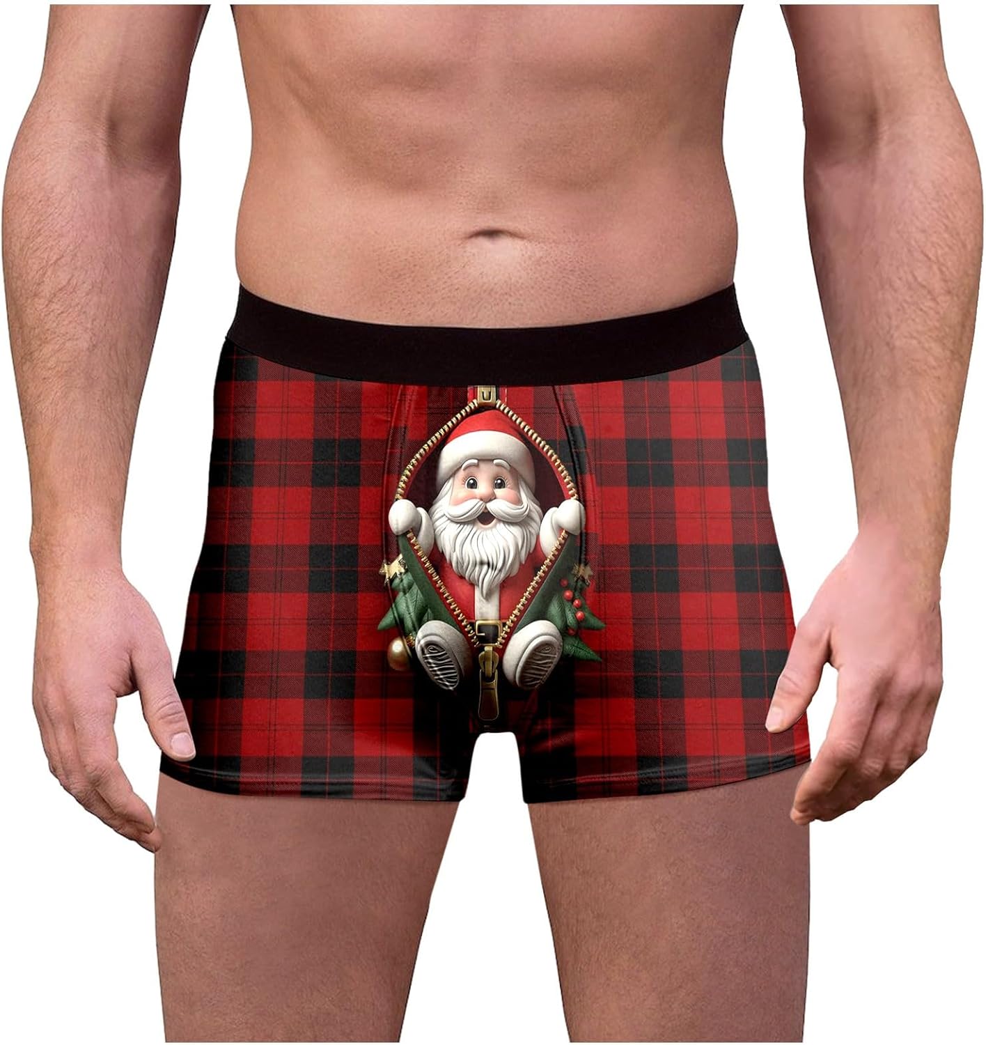 Ugly Christmas Mens Boxers 3D Print Festival Trunks Funny Xmas Dual Pouch Boxer Briefs Comfy Elastic Waist Underwear Large Red - Image 1 of 7