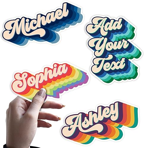 Adhesivo con nombre personalizado, calcomanía de vinilo estética personalizada con color retro y vintage, impermeable para botella de agua, laptop,