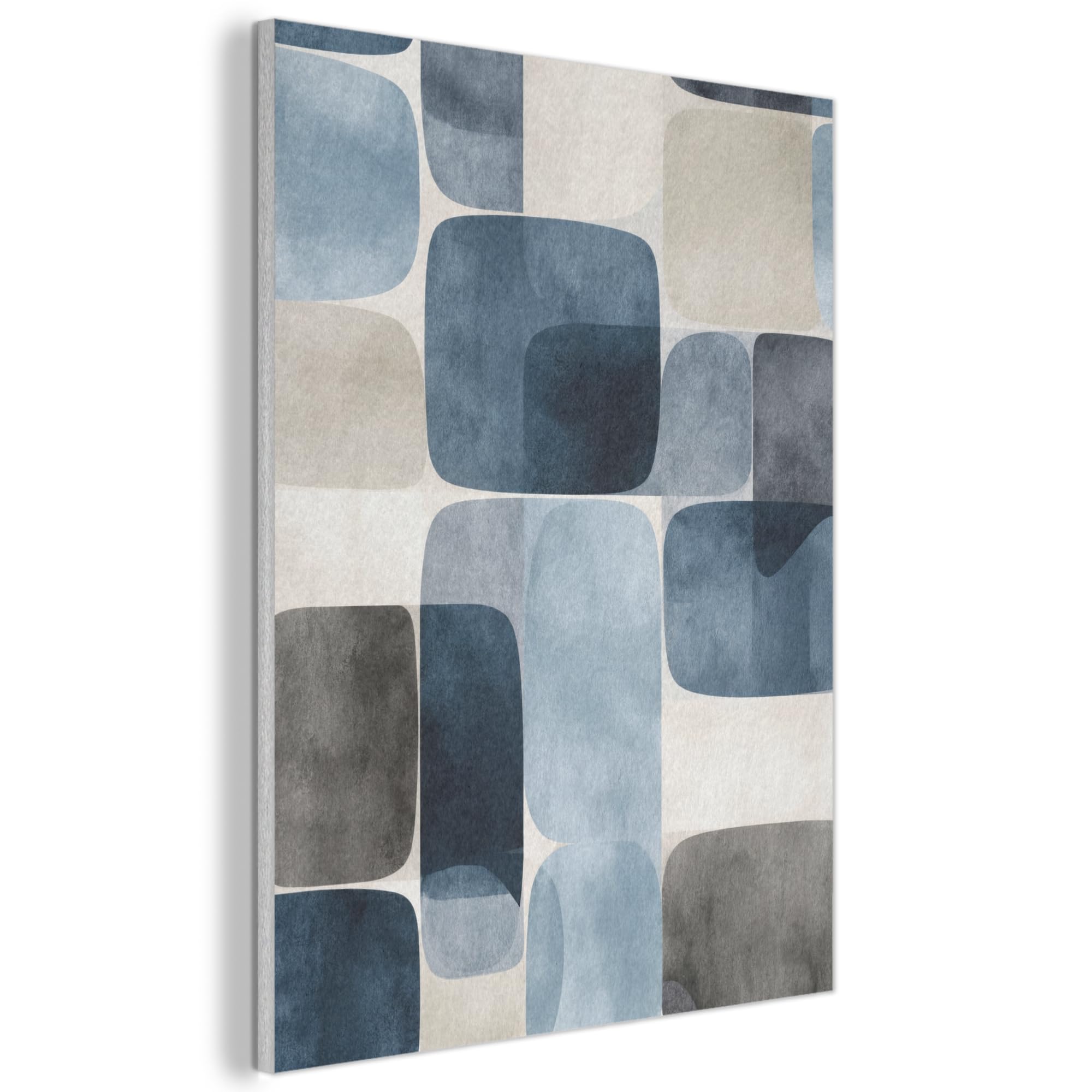 MuchoWow© Felt Panel 70x100 cm House Touch for Living Space Modern Visuals Decoration Wall Art Pattern - Blue - Squares