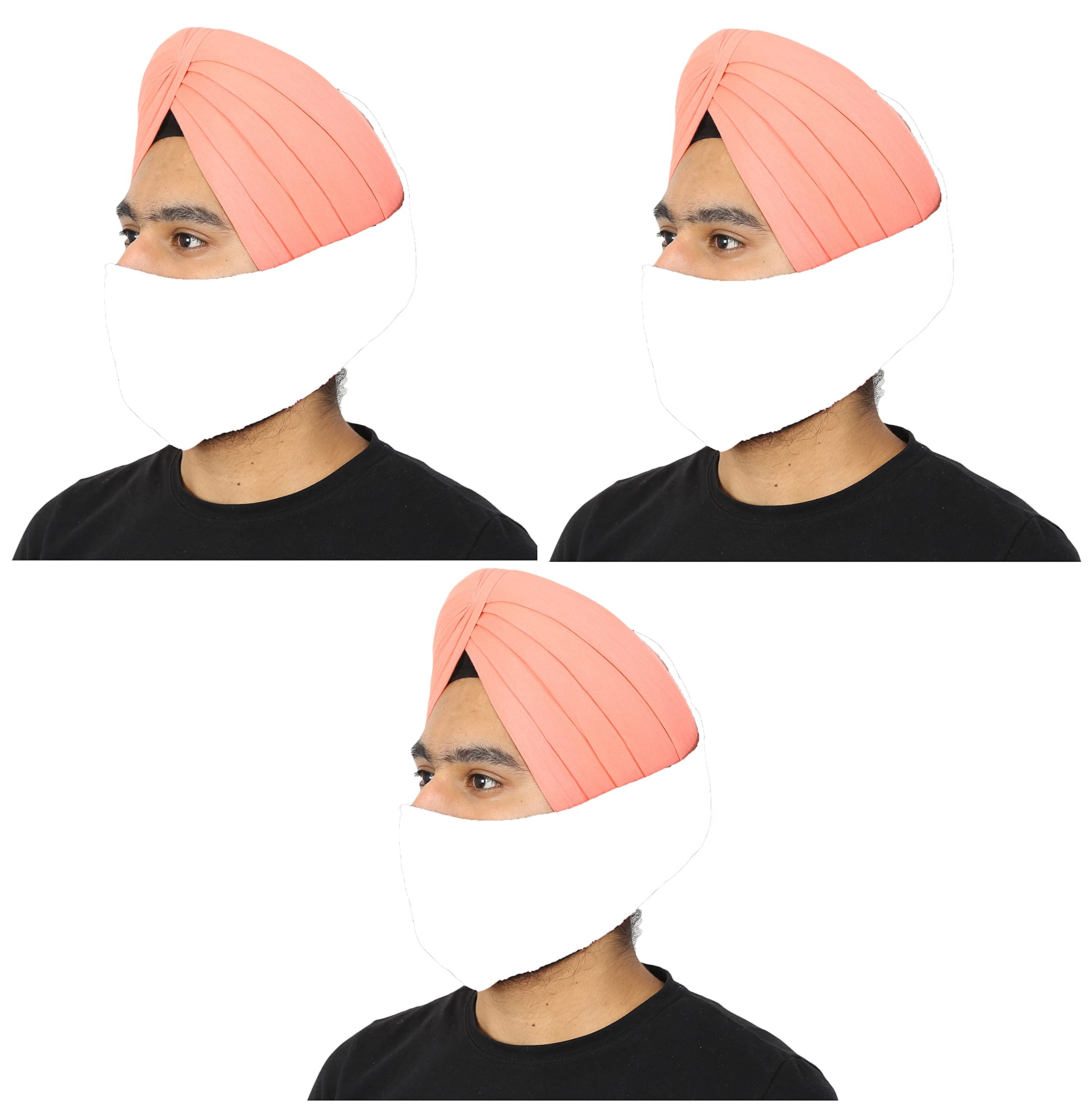 BISMAADH Reusable Turban Cotton Thata Mask For Face & Beard Cover - Pack of 3 (WHITE)-picture-48