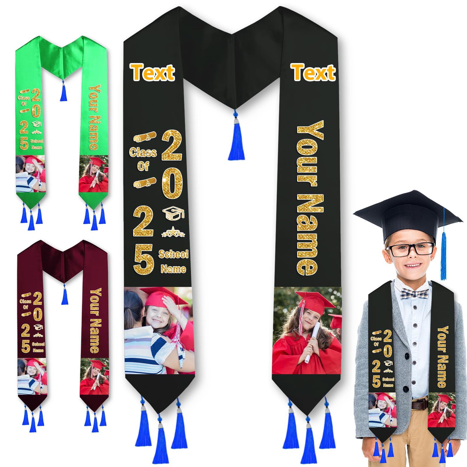 Custom Kids Graduation Stole Class of 2025, Graduation Stole Customize Graduation Sash 2025 Graduation Gifts 53 inch